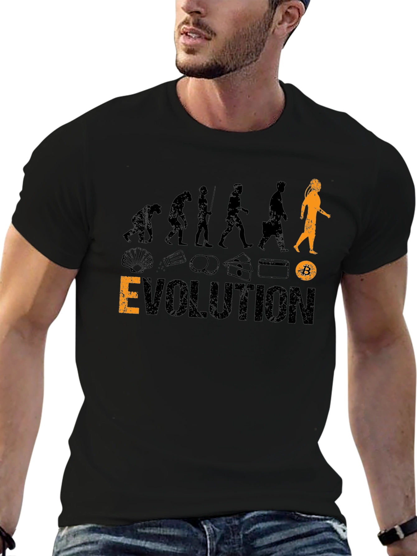 Black Bitcoin Evolution Black T-Shirt view 6