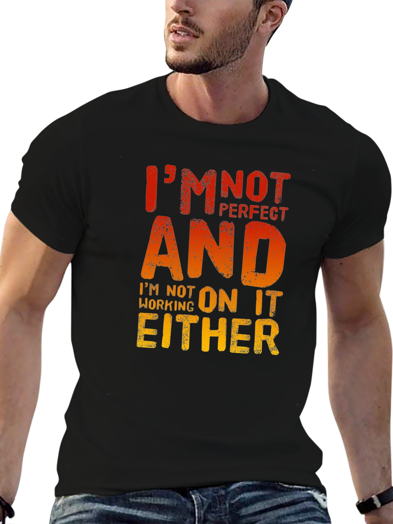Black I'm Not Perfect T-Shirt - Funny Sarcastic Graphic Tee view 6