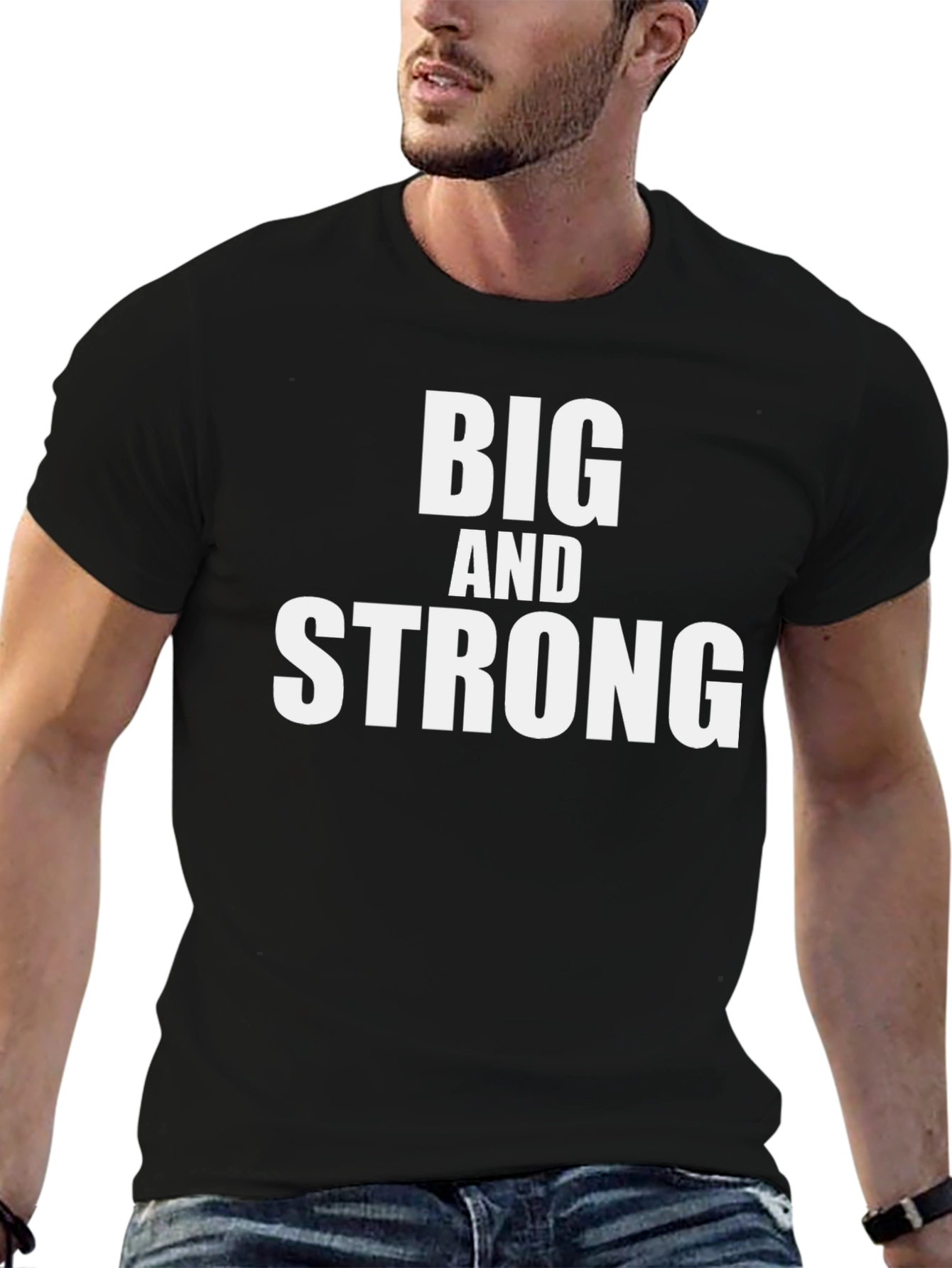 Black Big & Strong Graphic T-Shirt - Black Cotton Blend view 6
