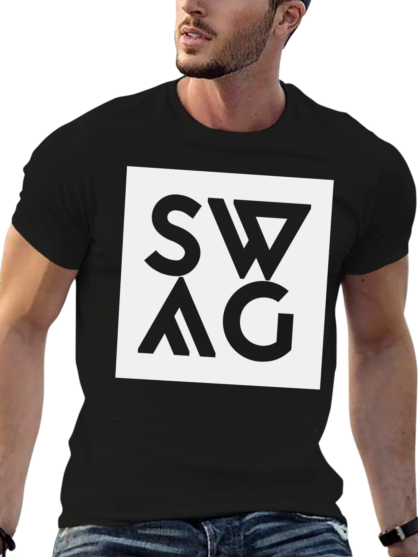 Black Swag Graphic Tee - Black Cotton Blend view 6