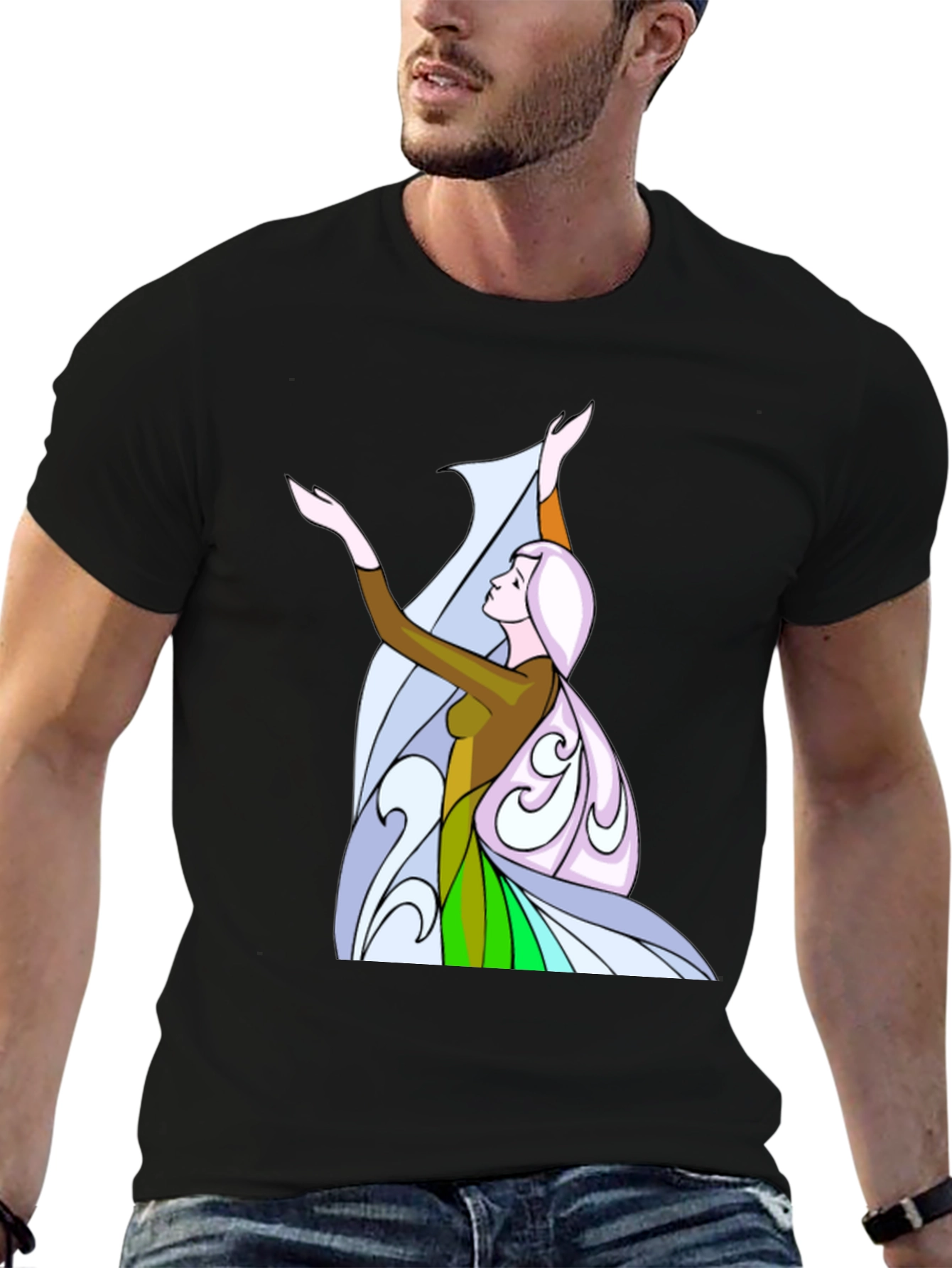 Black Elegant Woman Graphic Tee - Unique Design view 6