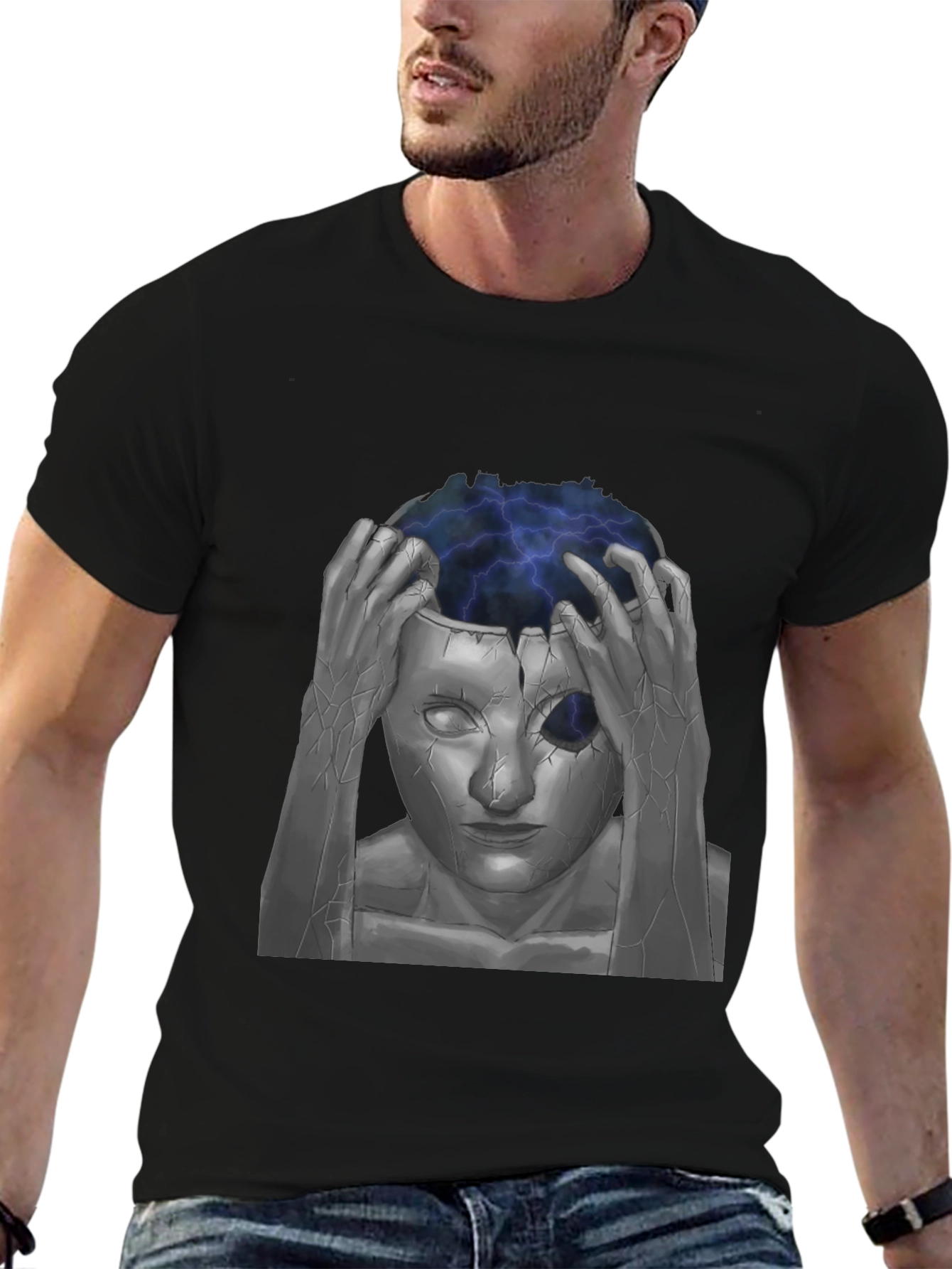 Black Mind-Blowing Graphic Tee - Black Cotton view 6