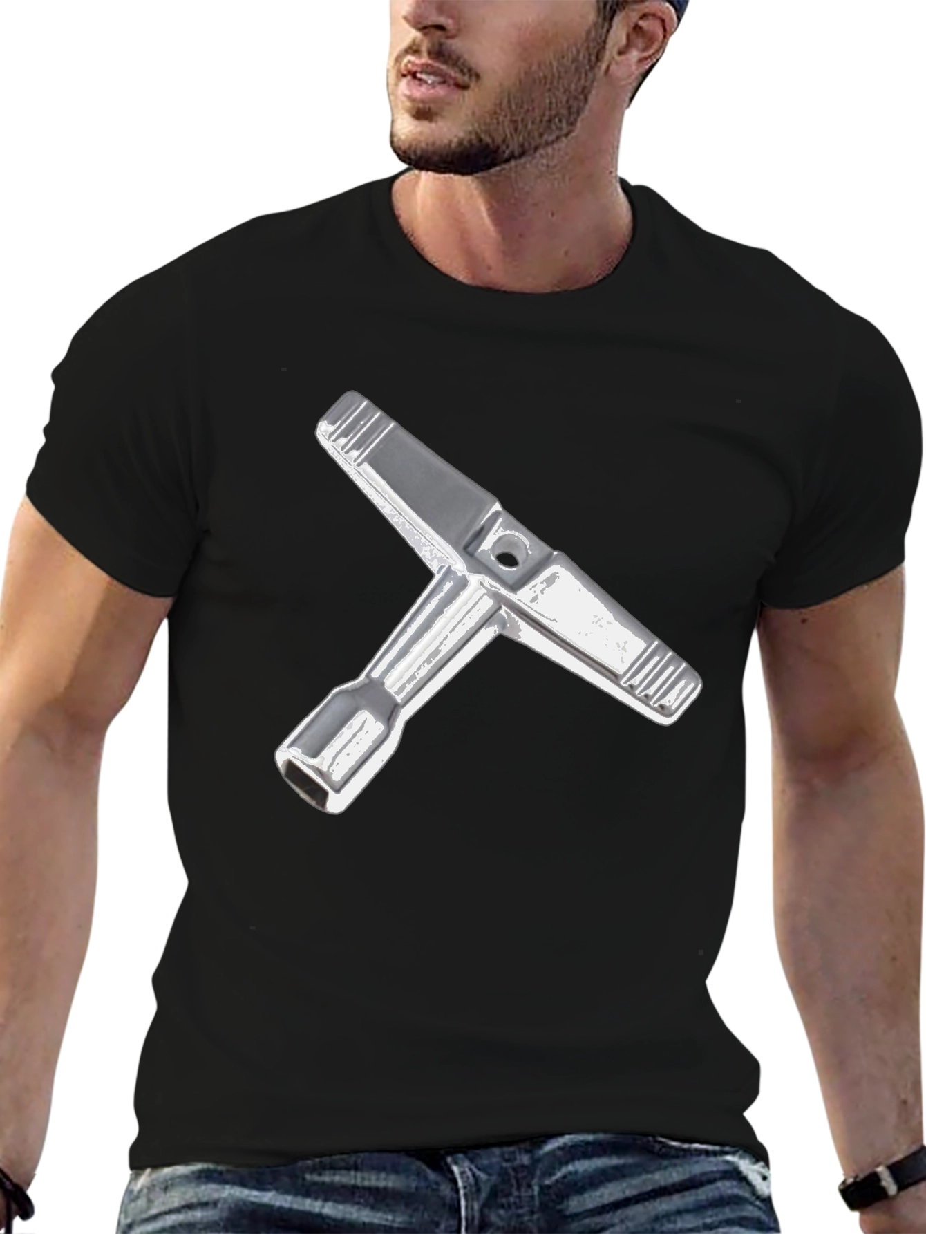 Black Black T-Shirt with Tool Graphic view 6