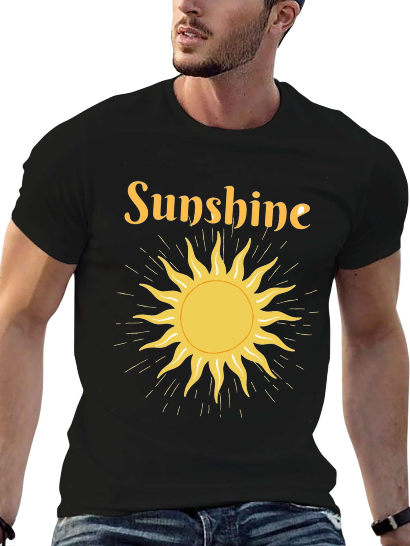 Black Sunshine Graphic Tee - Black Crew Neck T-Shirt view 6