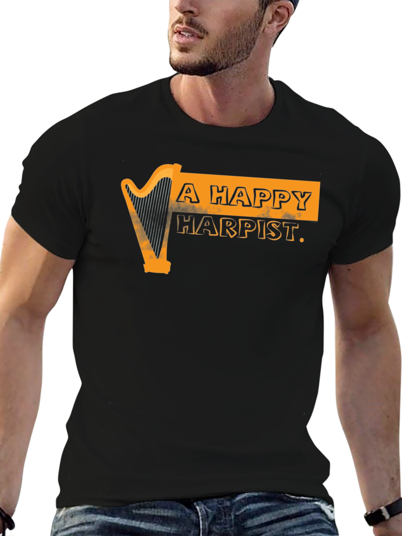 Black A Happy Harpist Graphic Tee view 6