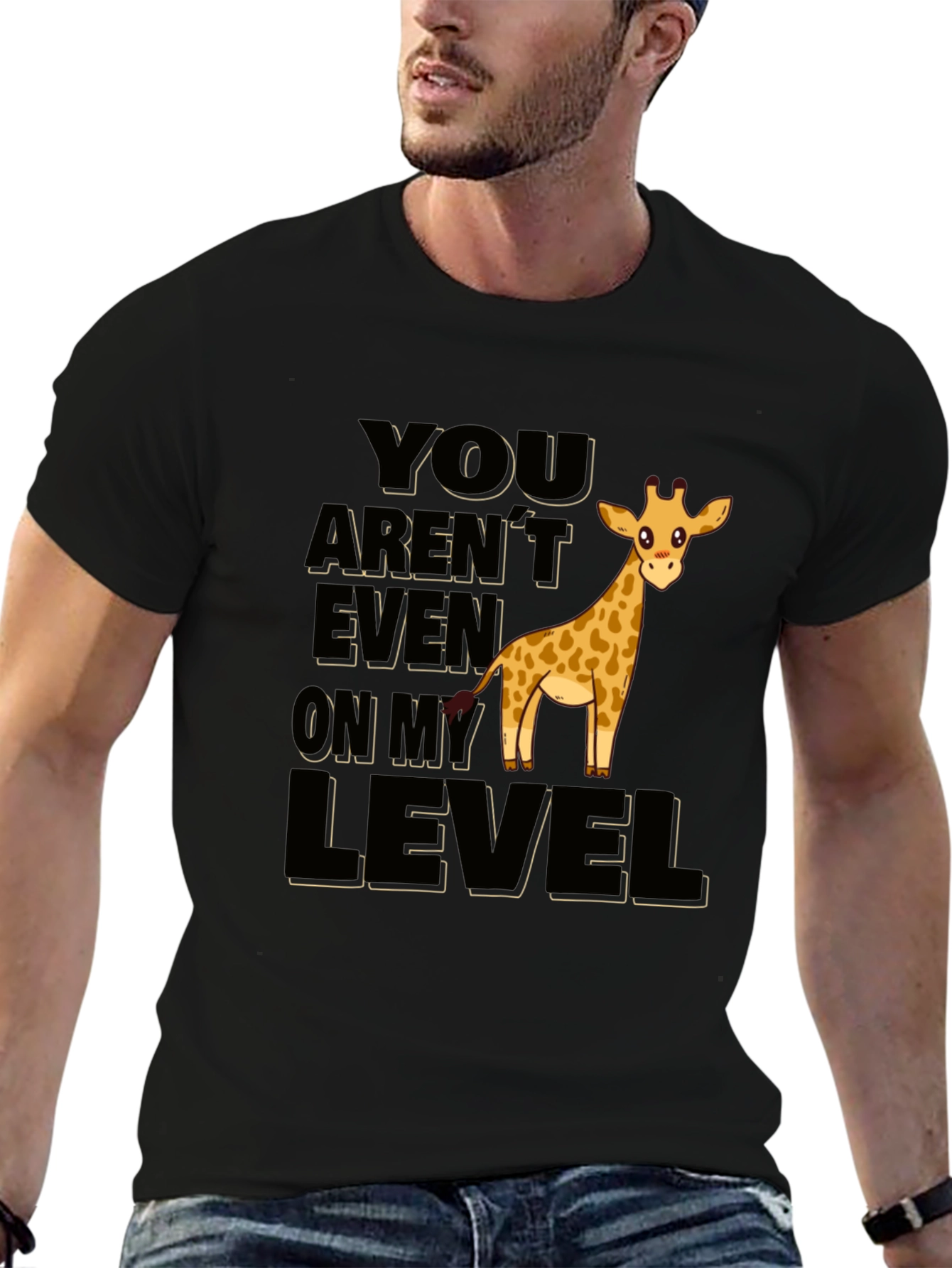 Black Funny Giraffe T-Shirt - You Aren't Even On My Level view 6