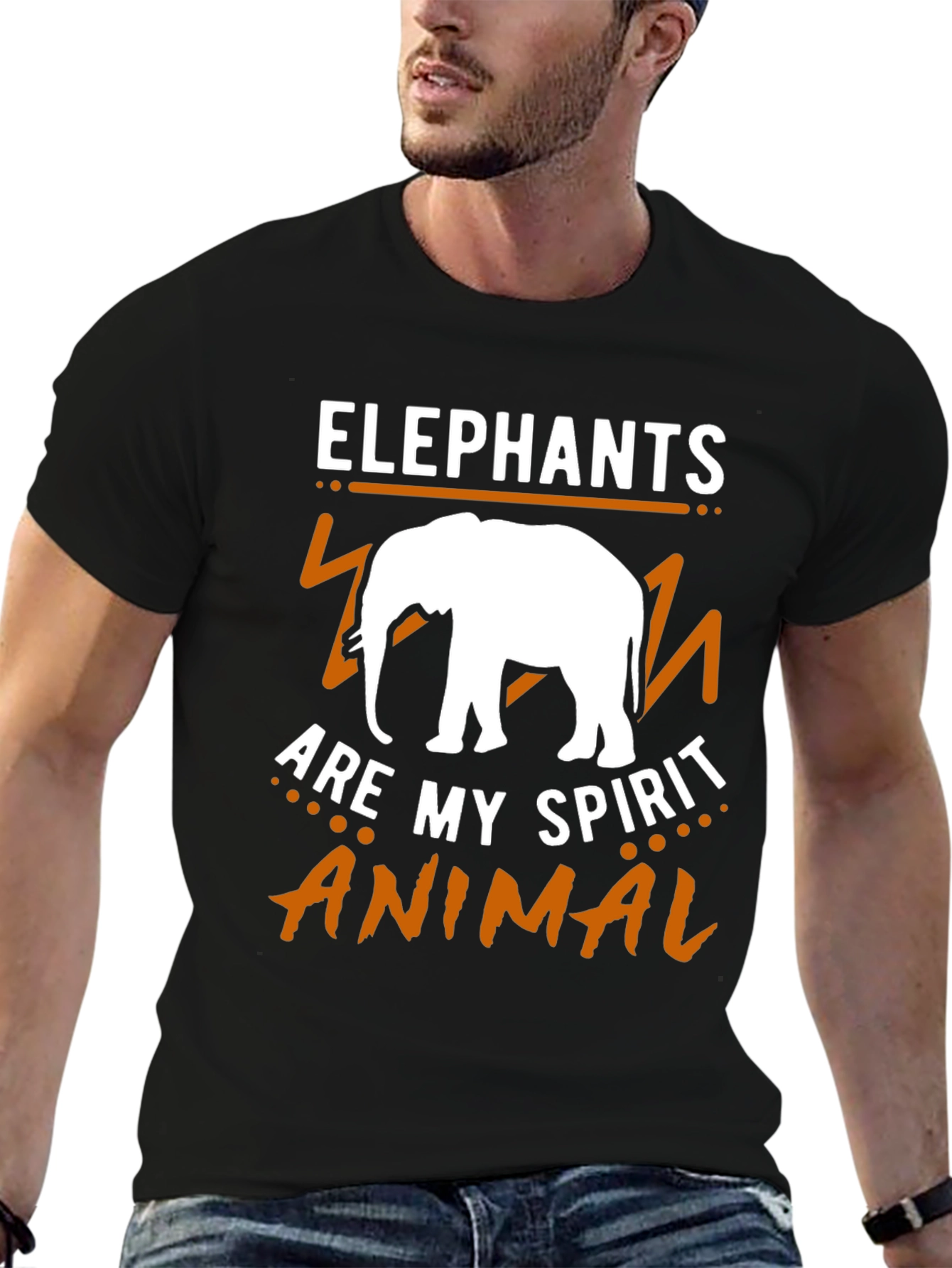 Black Elephant Spirit Animal Graphic Tee view 6
