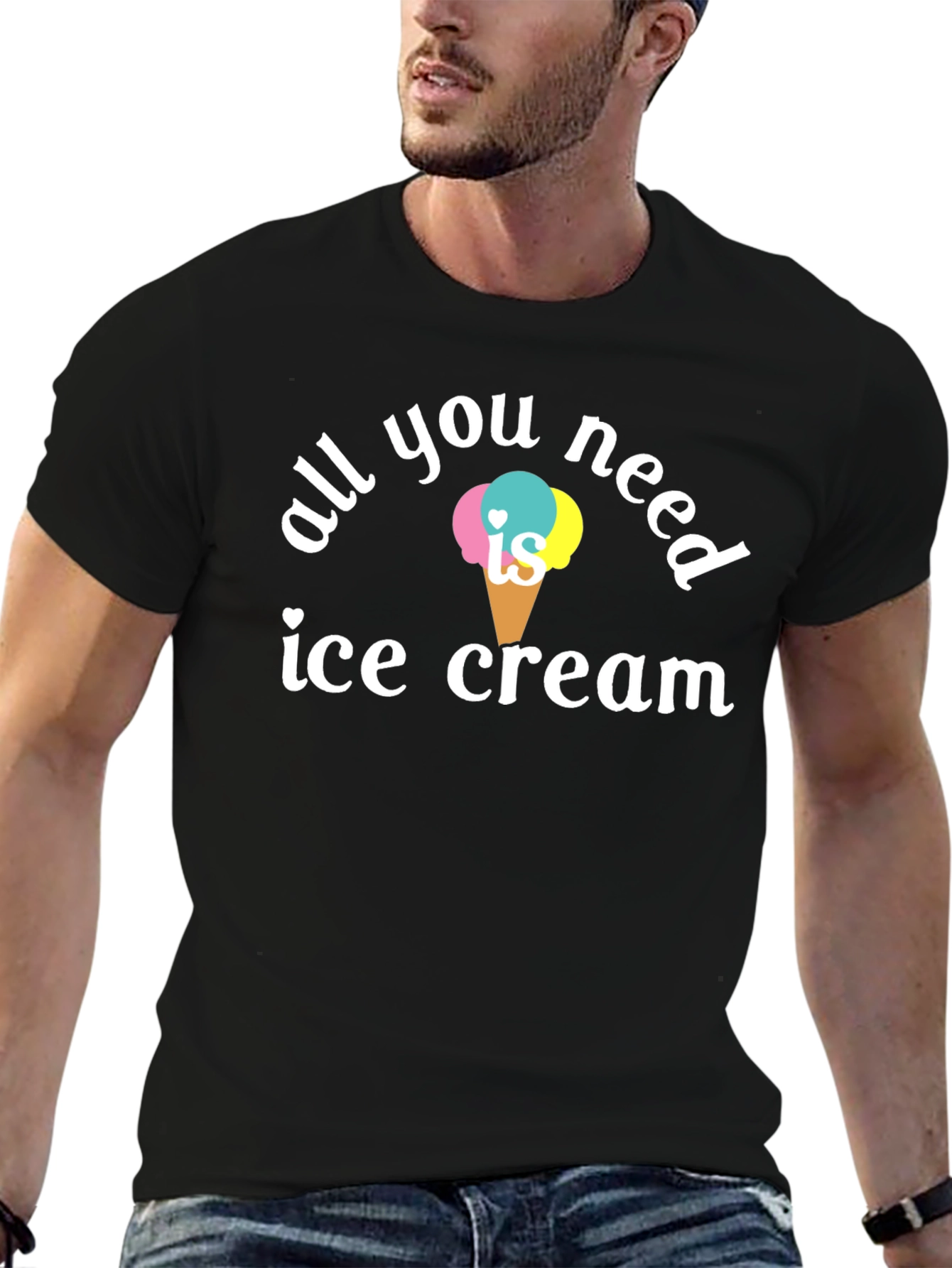 Black All You Need is Ice Cream T-Shirt view 6