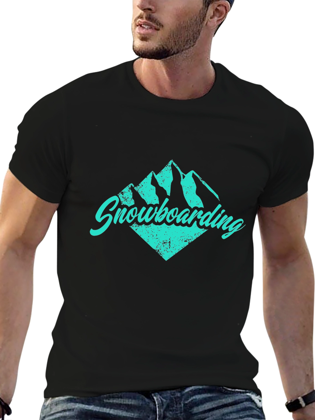 Black Snowboarding Graphic Tee - Black view 6