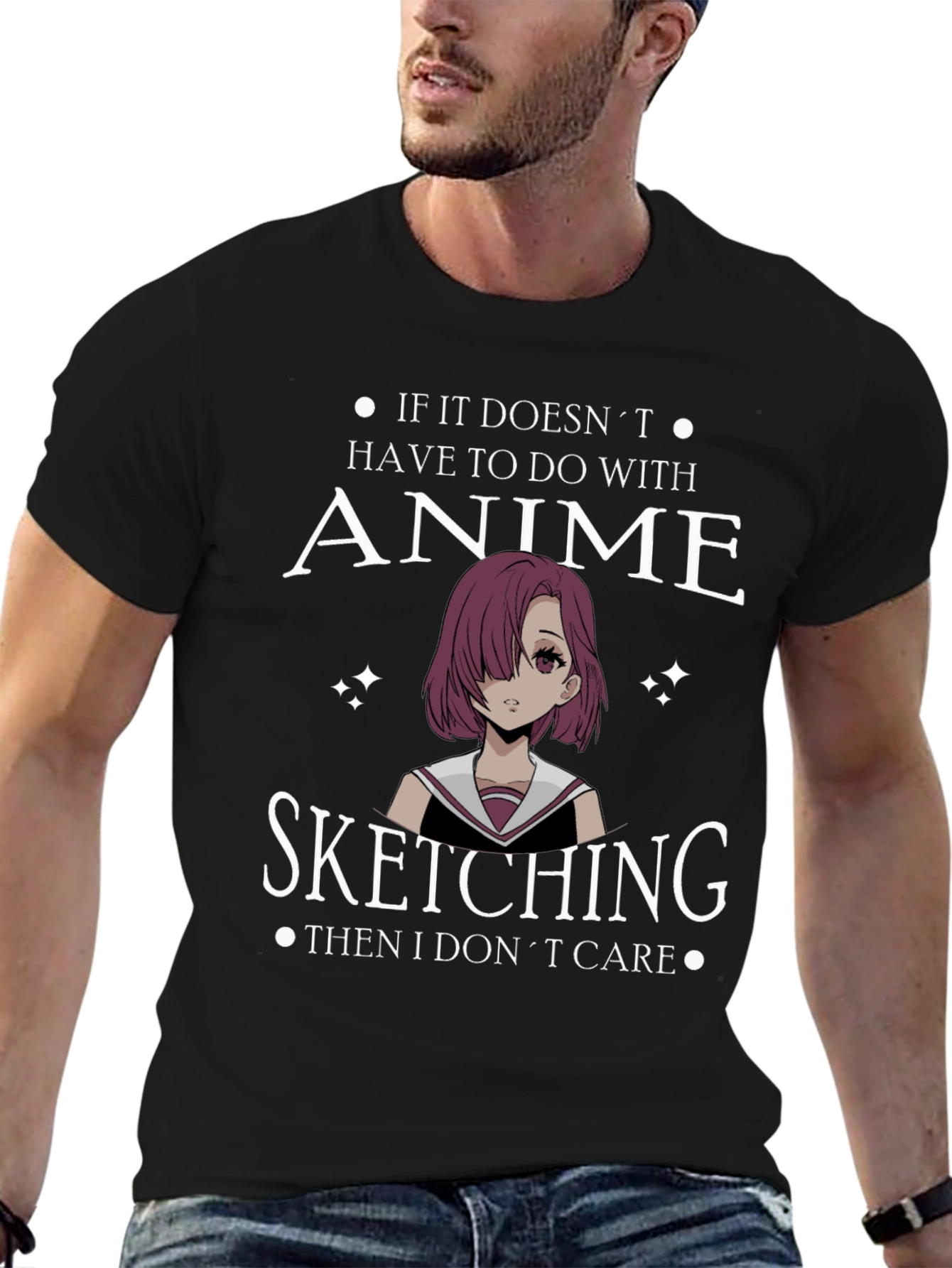 Black Anime Sketching T-Shirt - Otaku Style view 6