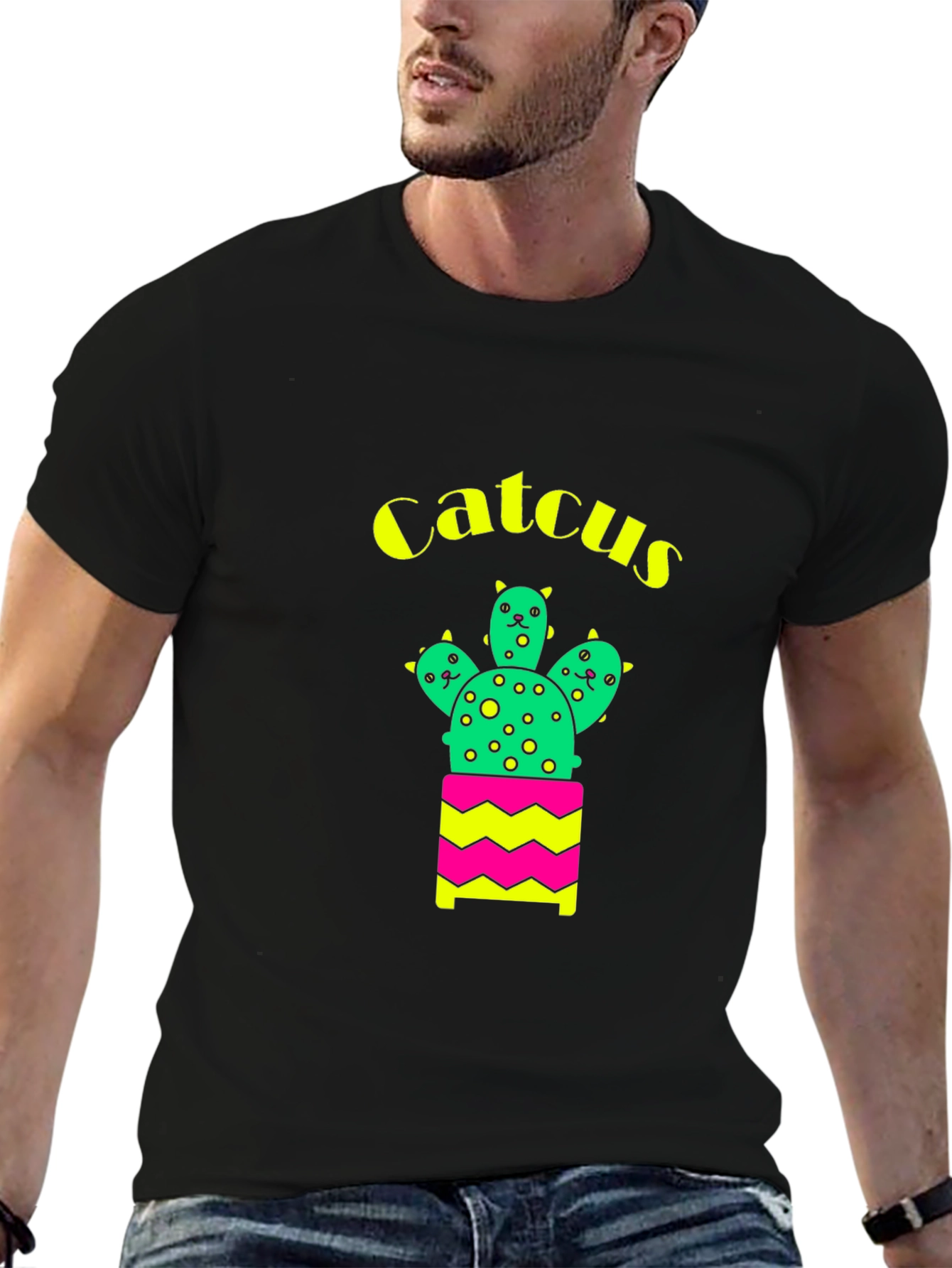 Black Catcus Graphic T-Shirt - Funny Cute Cactus Tee view 6