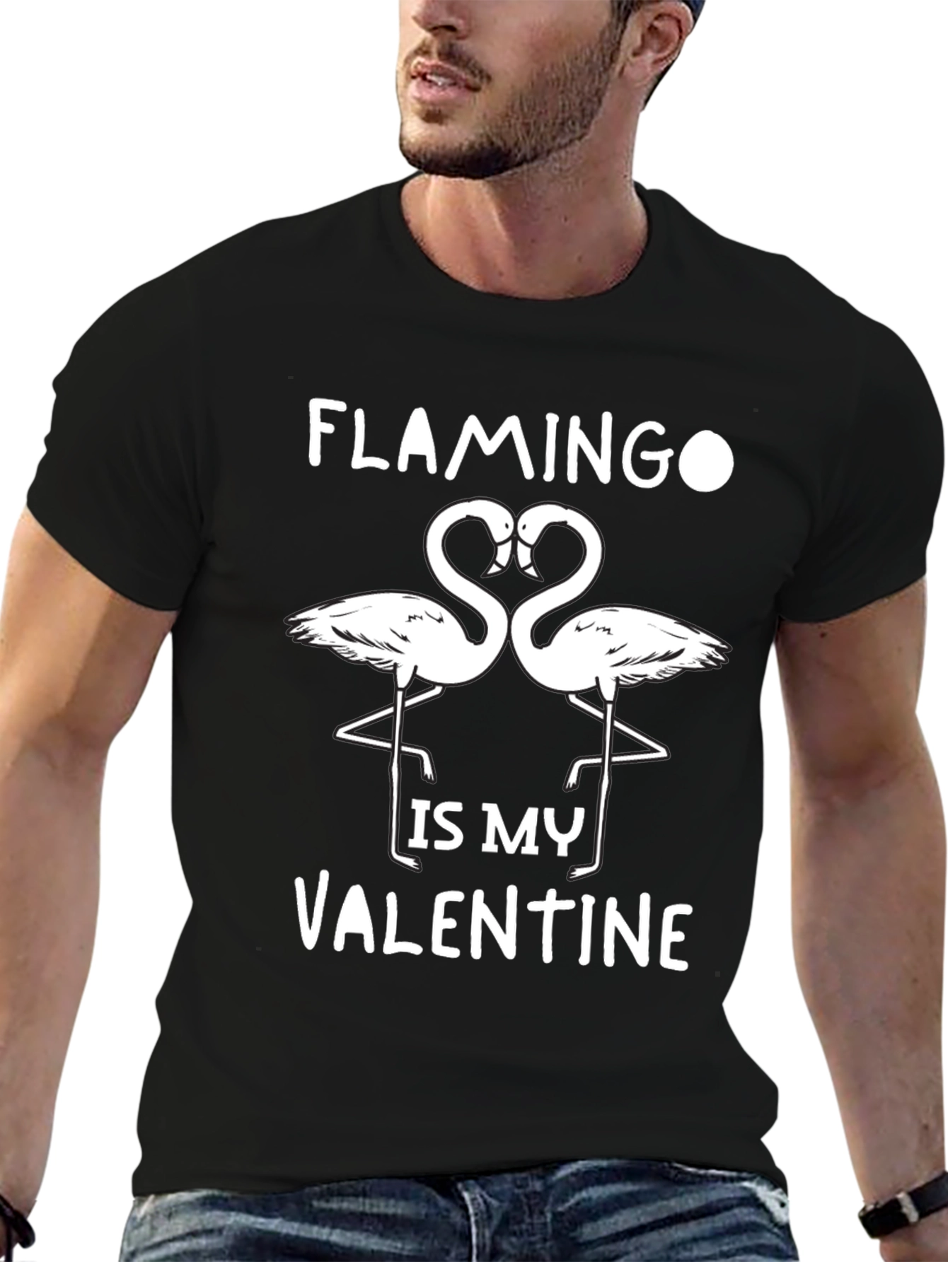 Black Flamingo Valentine's Day T-Shirt view 6