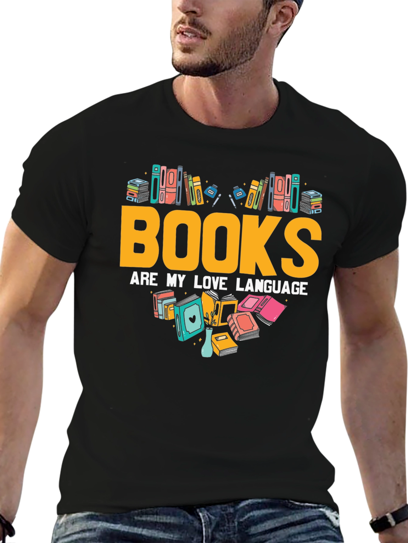 Black Book Lover T-Shirt - Books Are My Love Language view 6