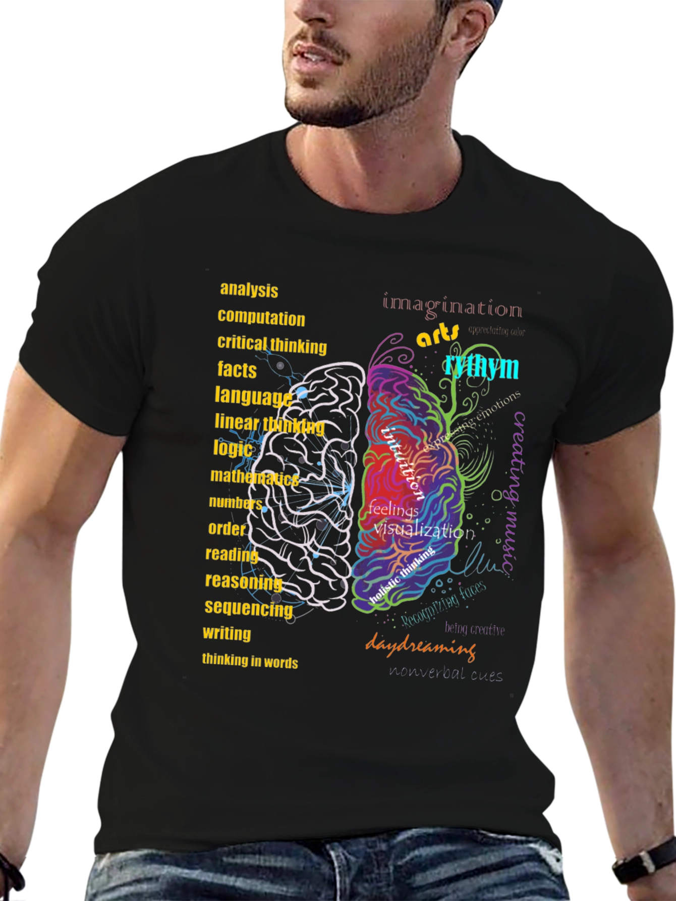 Black Brain Function T-Shirt view 6