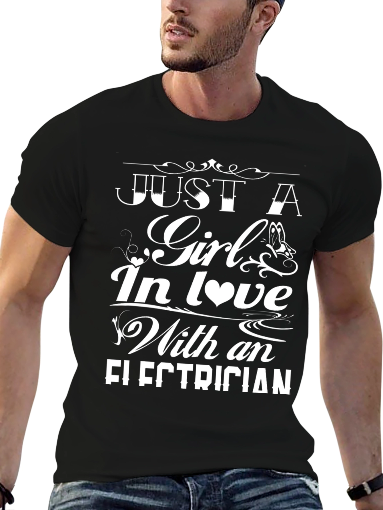 Black Just A Girl In Love With An Electrician Black T-Shirt view 6