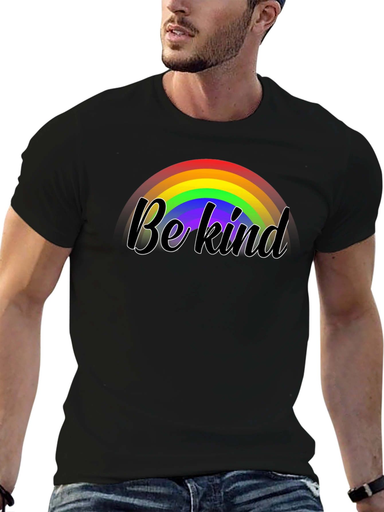Black Be Kind Rainbow Graphic Black Tee view 6