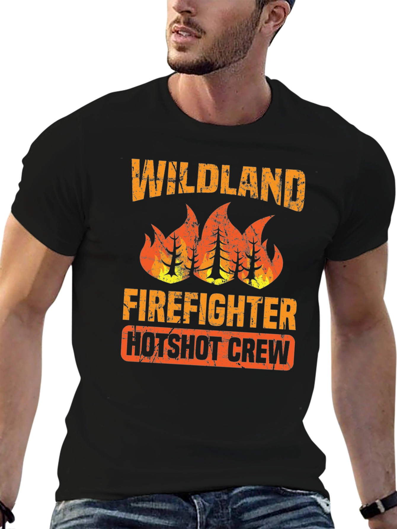 Black Wildland Firefighter Hotshot Crew Graphic Tee view 6