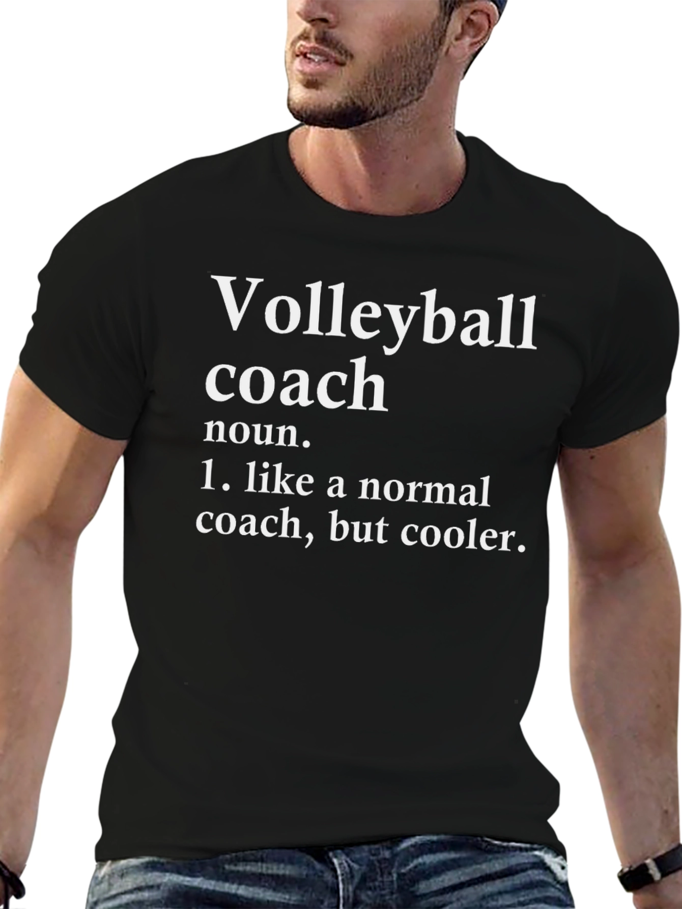 Black Volleyball Coach Definition T-Shirt view 6