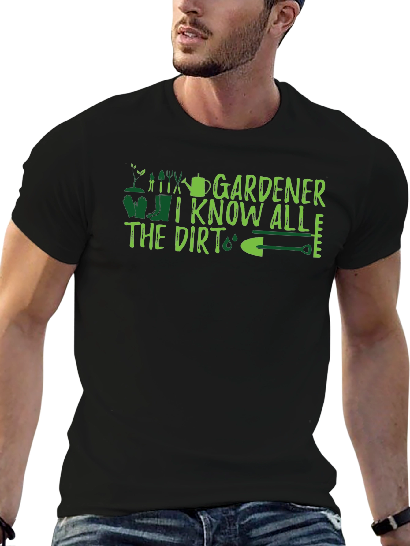 Black Gardener I Know All The Dirt Graphic T-Shirt view 6