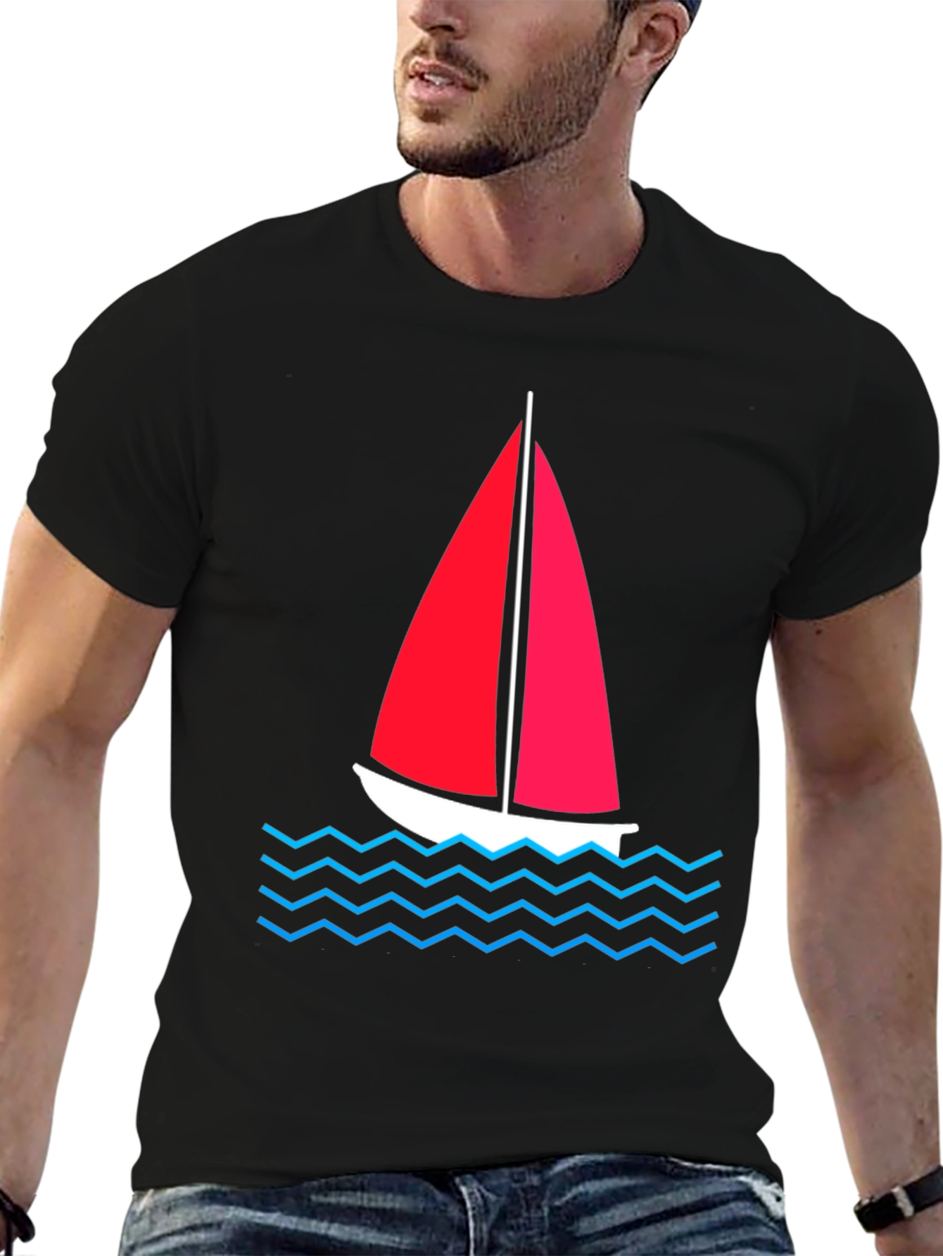 Black Sailboat Graphic Tee - Nautical Style view 6