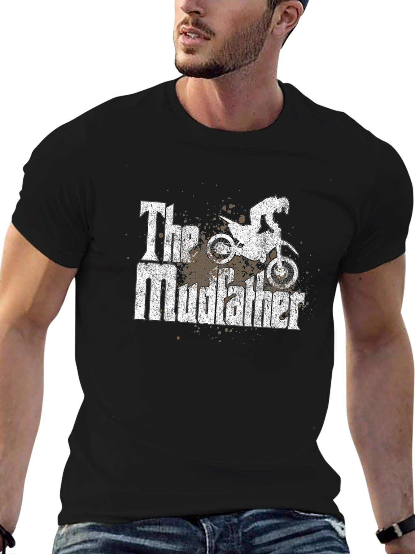 Black The Mudfather Dirt Bike T-Shirt - Black view 6