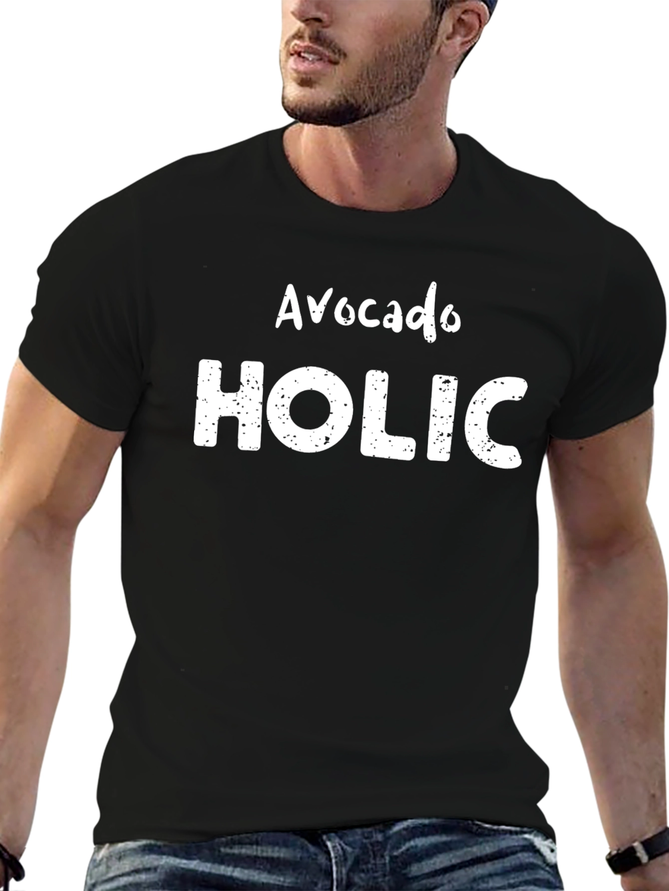 Black Avocado Holic Graphic T-Shirt - Foodie Tee view 6