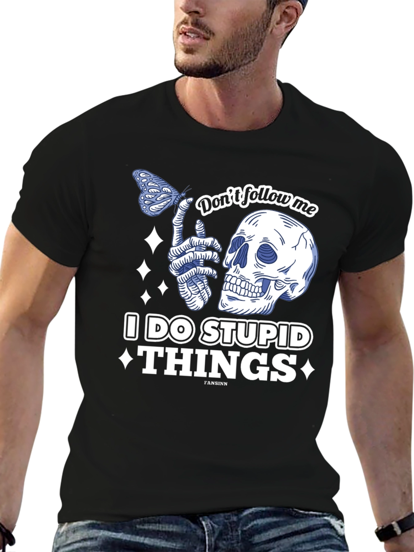 Black Don't Follow Me Funny Graphic T-Shirt view 6