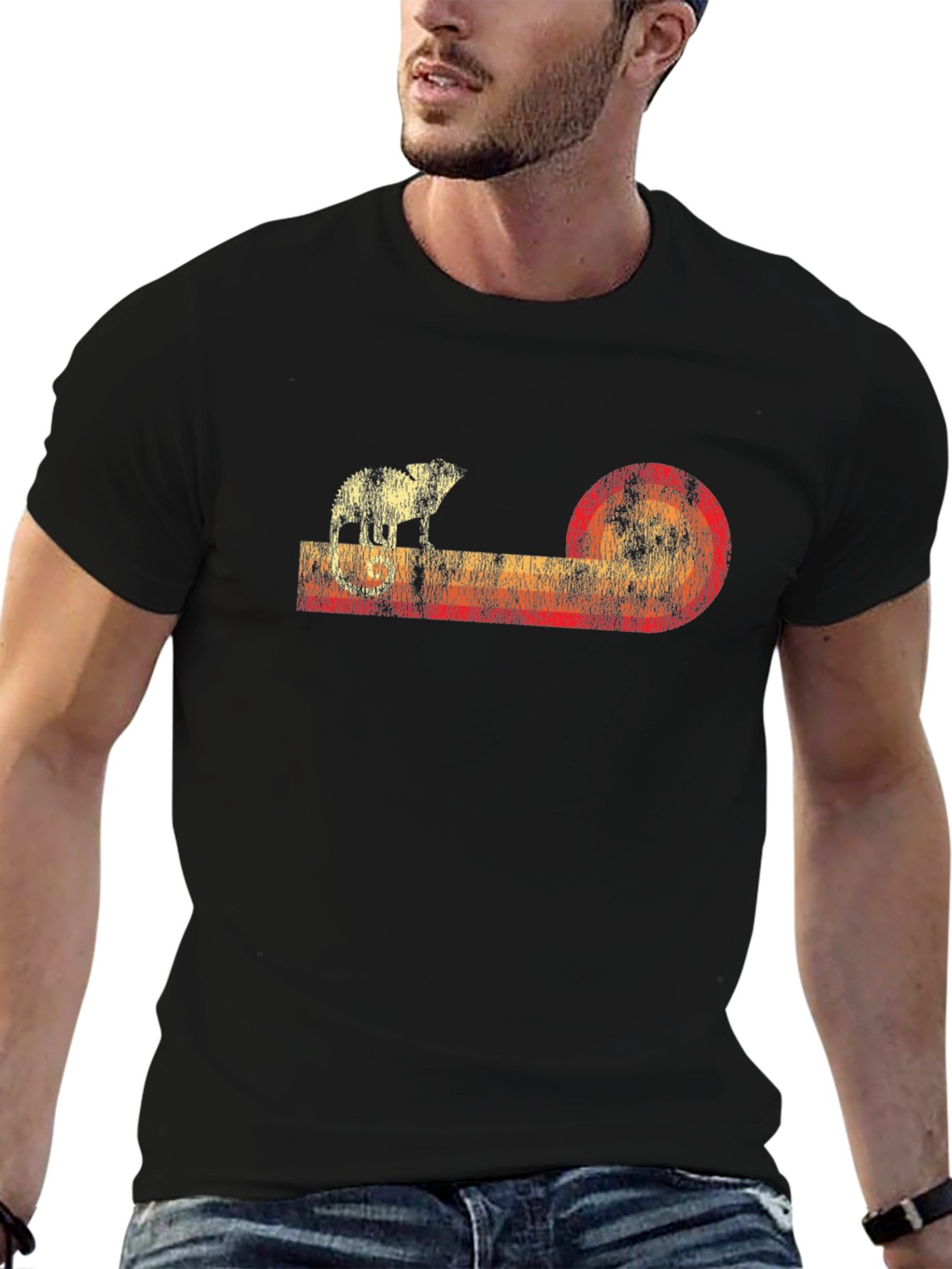 Black Capybara Sunset Graphic T-Shirt view 6