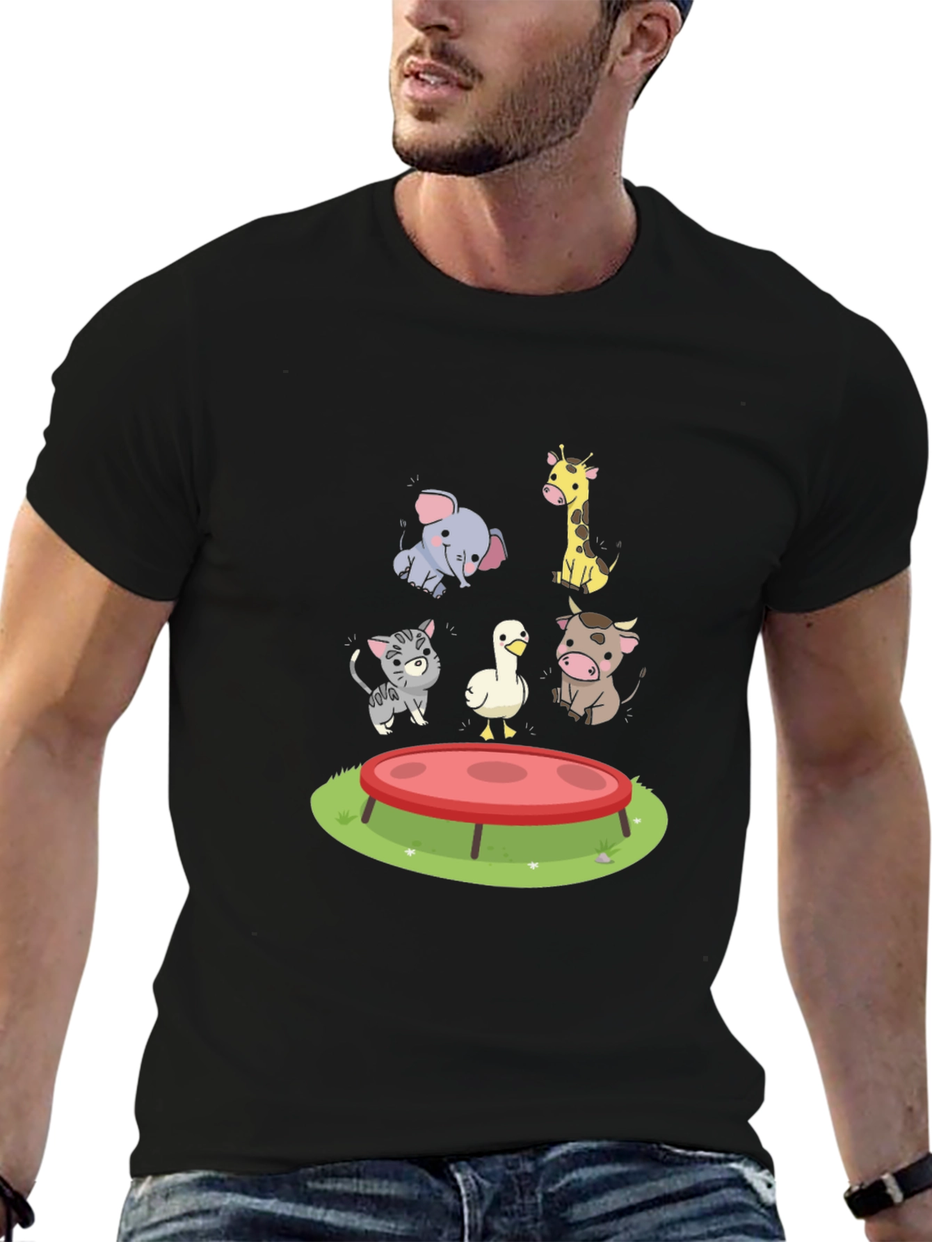 Black Cartoon Animals T-Shirt view 6