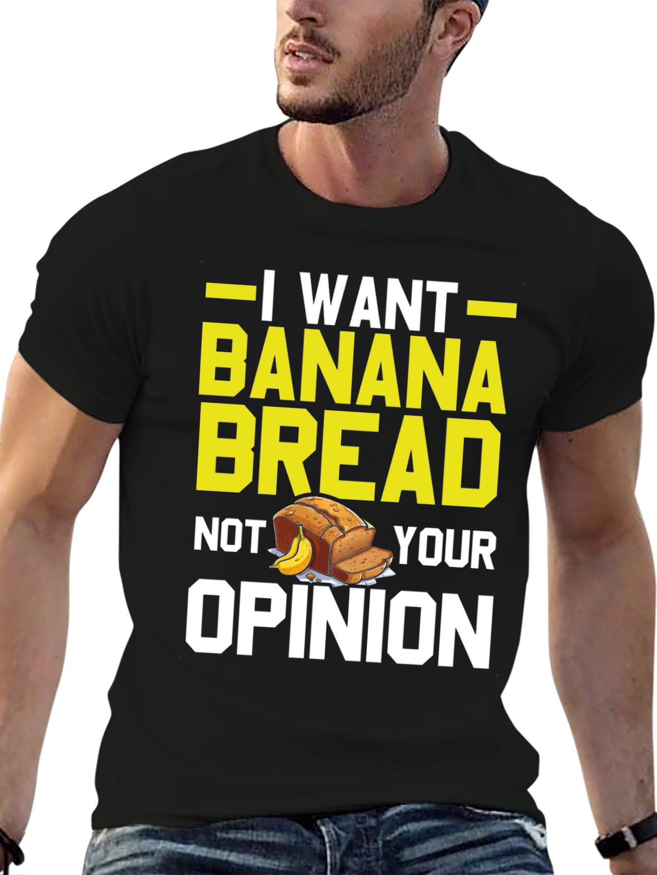 Black I Want Banana Bread Funny T-Shirt view 6