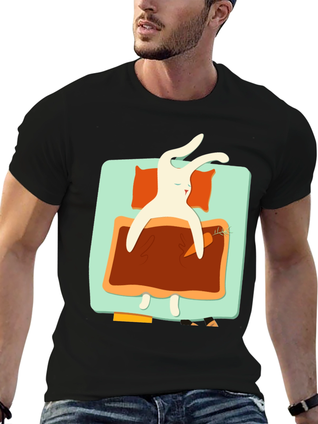 Sleeping Rabbit Graphic T-Shirt - Cozy & Cute - 6