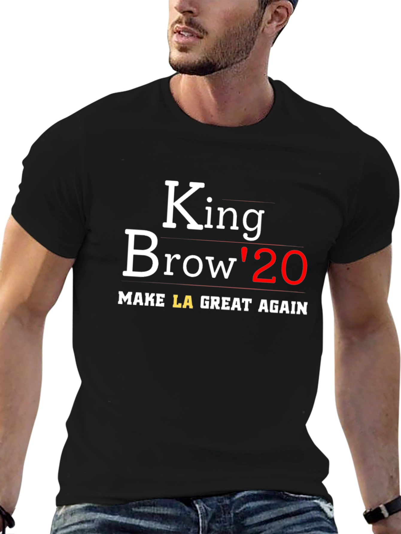 Black King Brow '20 Black Graphic Tee - Make LA Great Again view 6