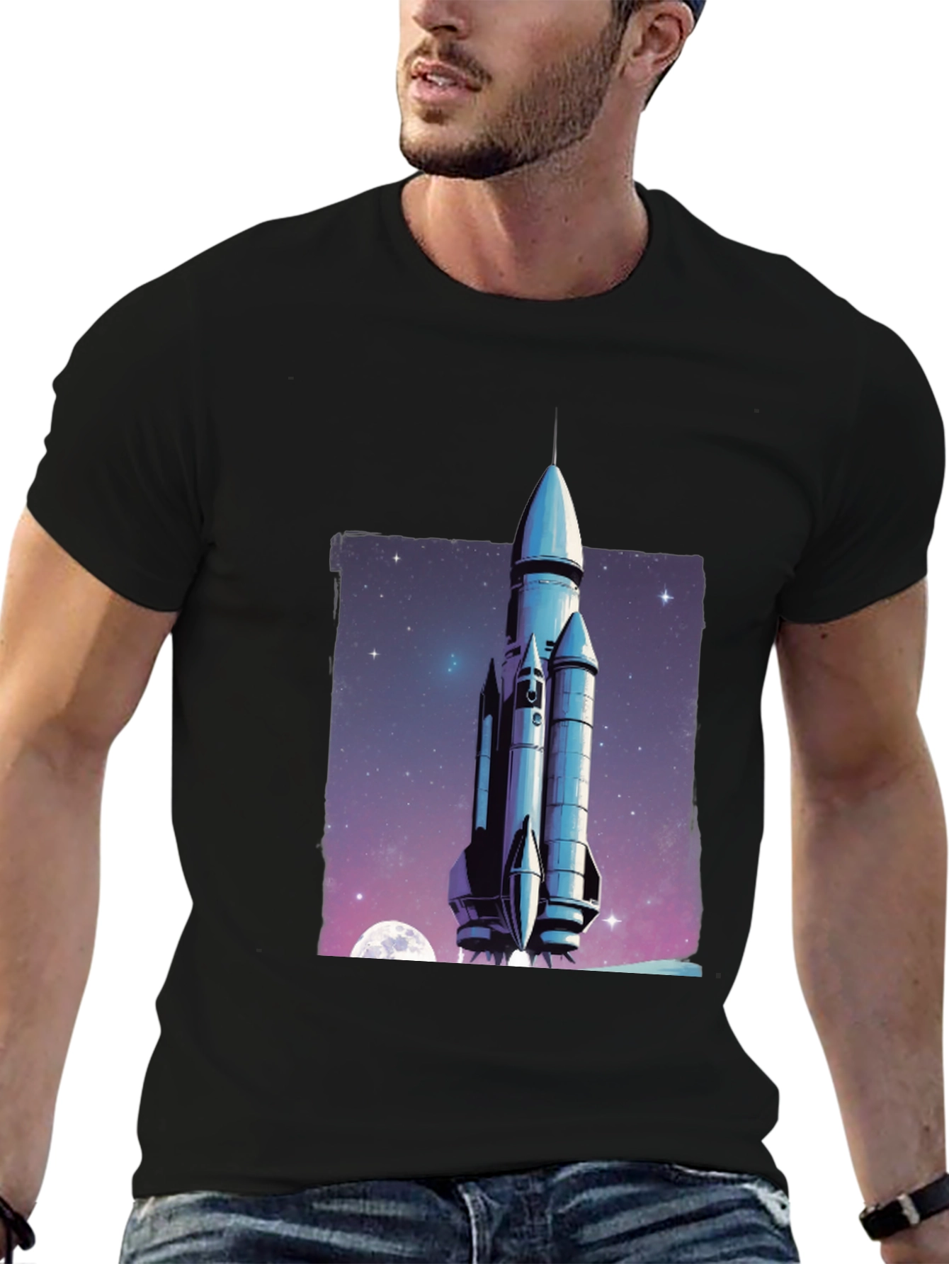 Black Rocket Launch Graphic T-Shirt view 6