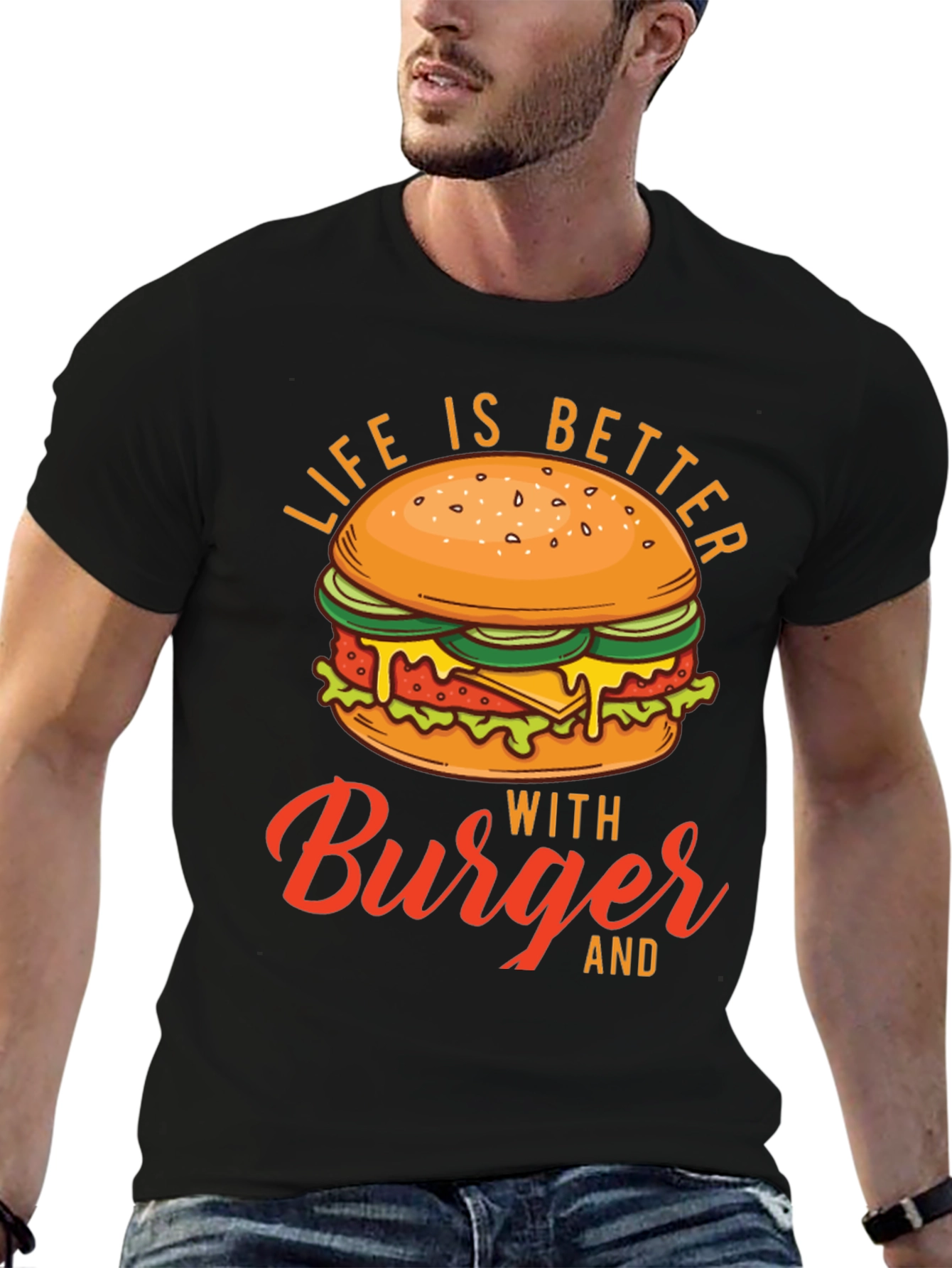 Black Life is Better with Burger Graphic Tee view 6