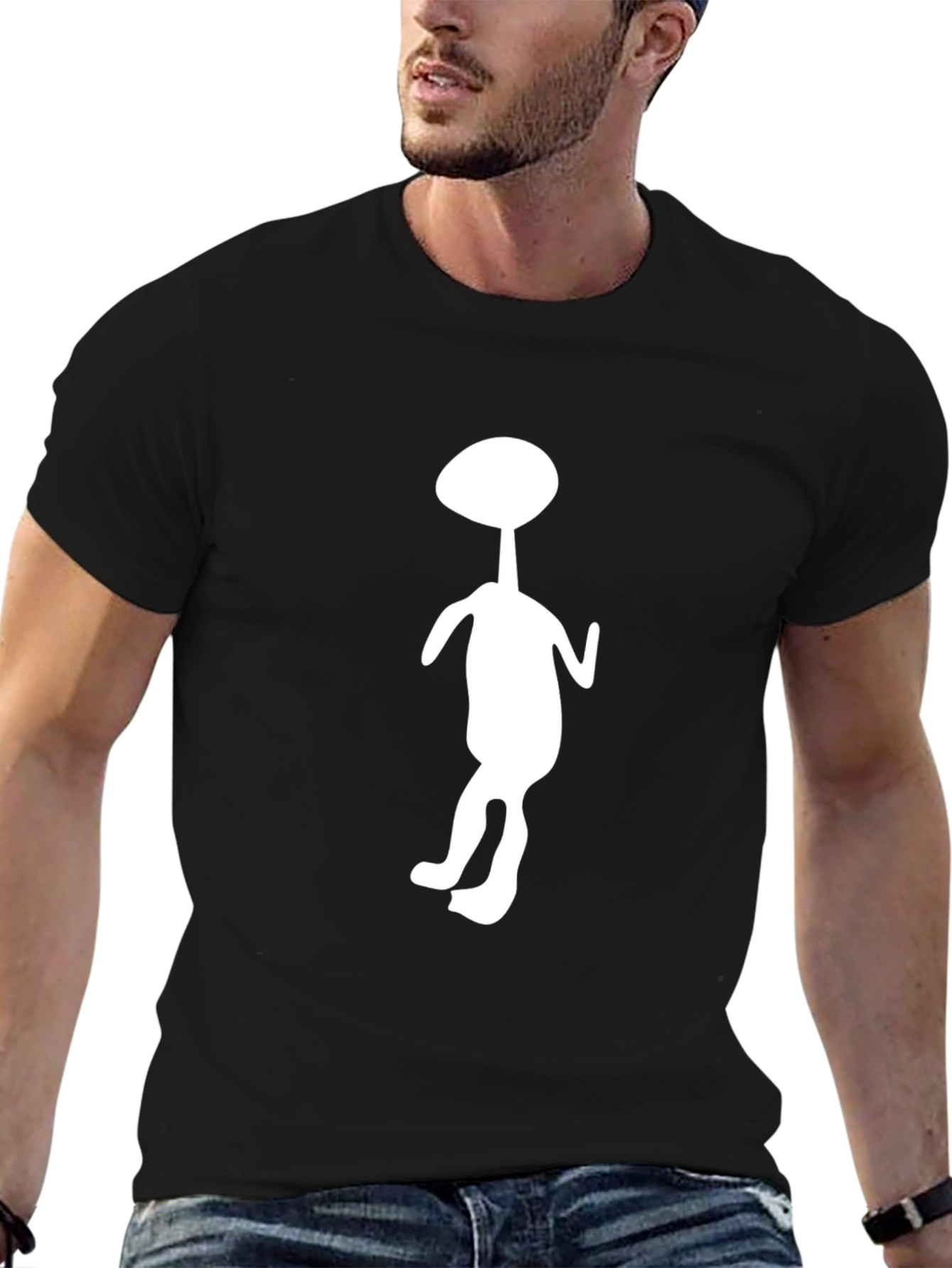 Black Novelty Graphic T-Shirt - Unique Silhouette Design view 6