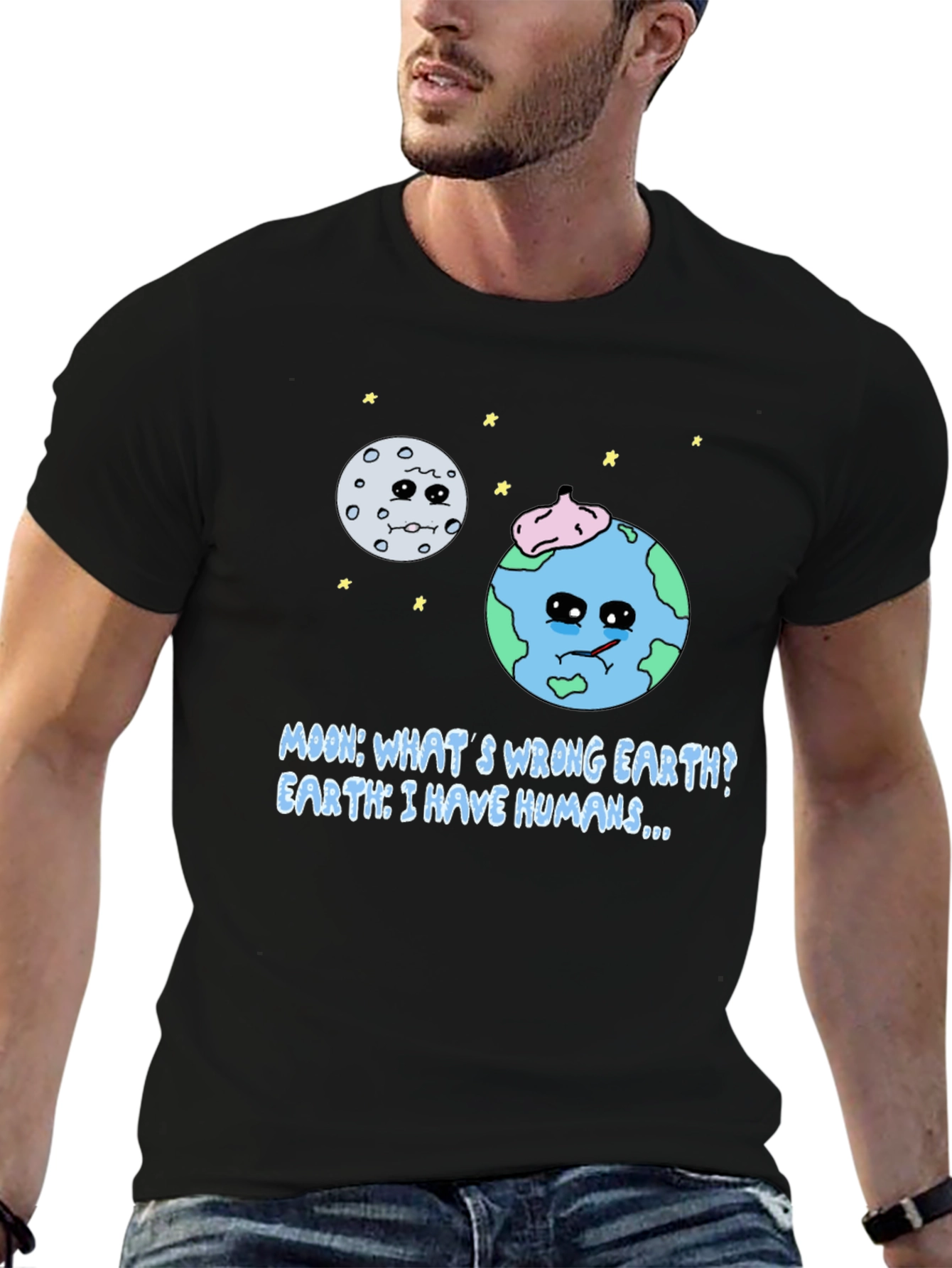 Black Earth's Lament T-Shirt - Funny Planet Design view 6