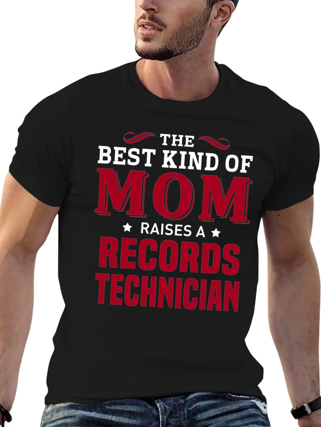 Black Best Kind of Mom Records Technician T-Shirt view 6