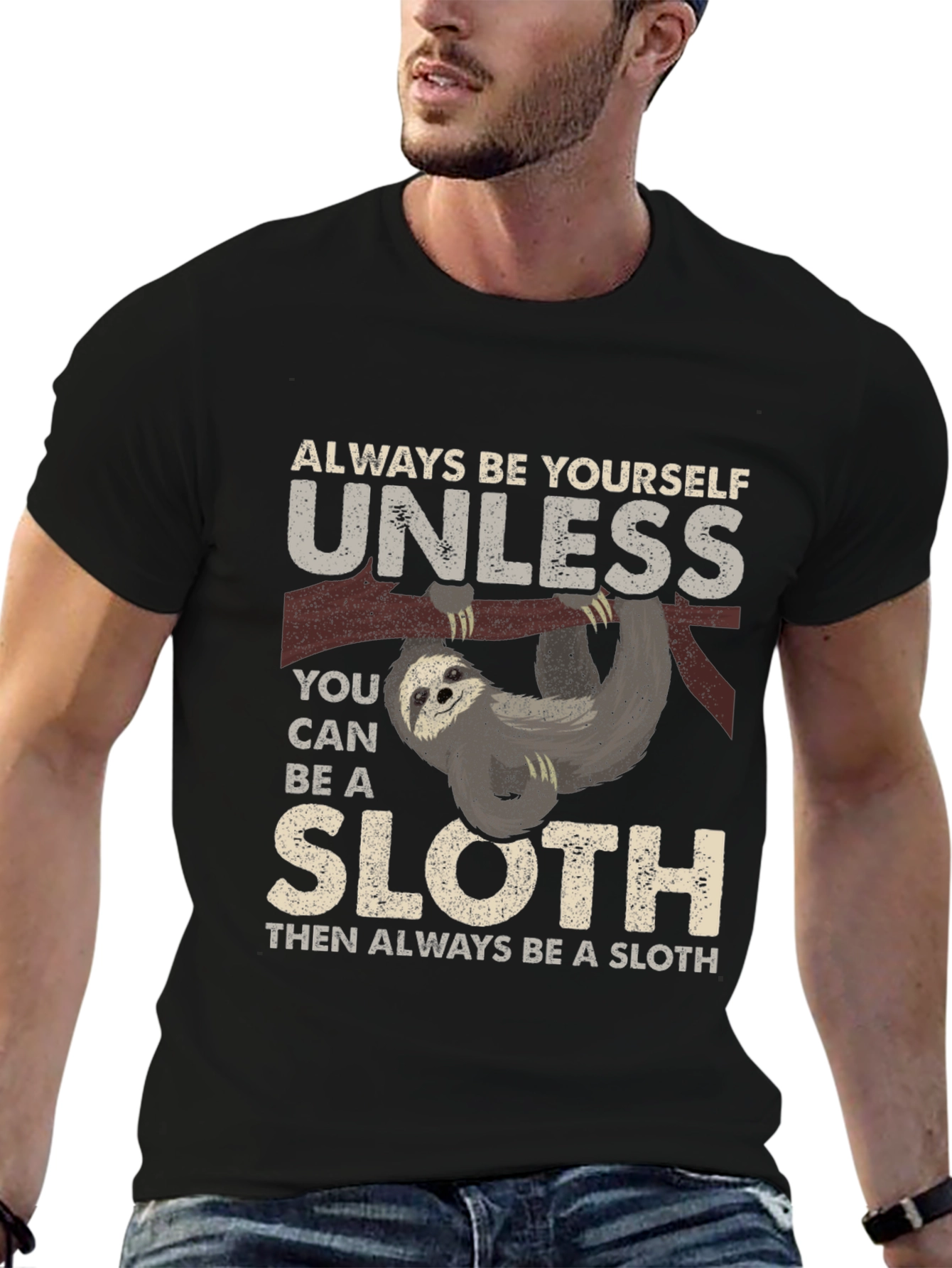 Black Always Be a Sloth T-Shirt - Funny Animal Tee view 6