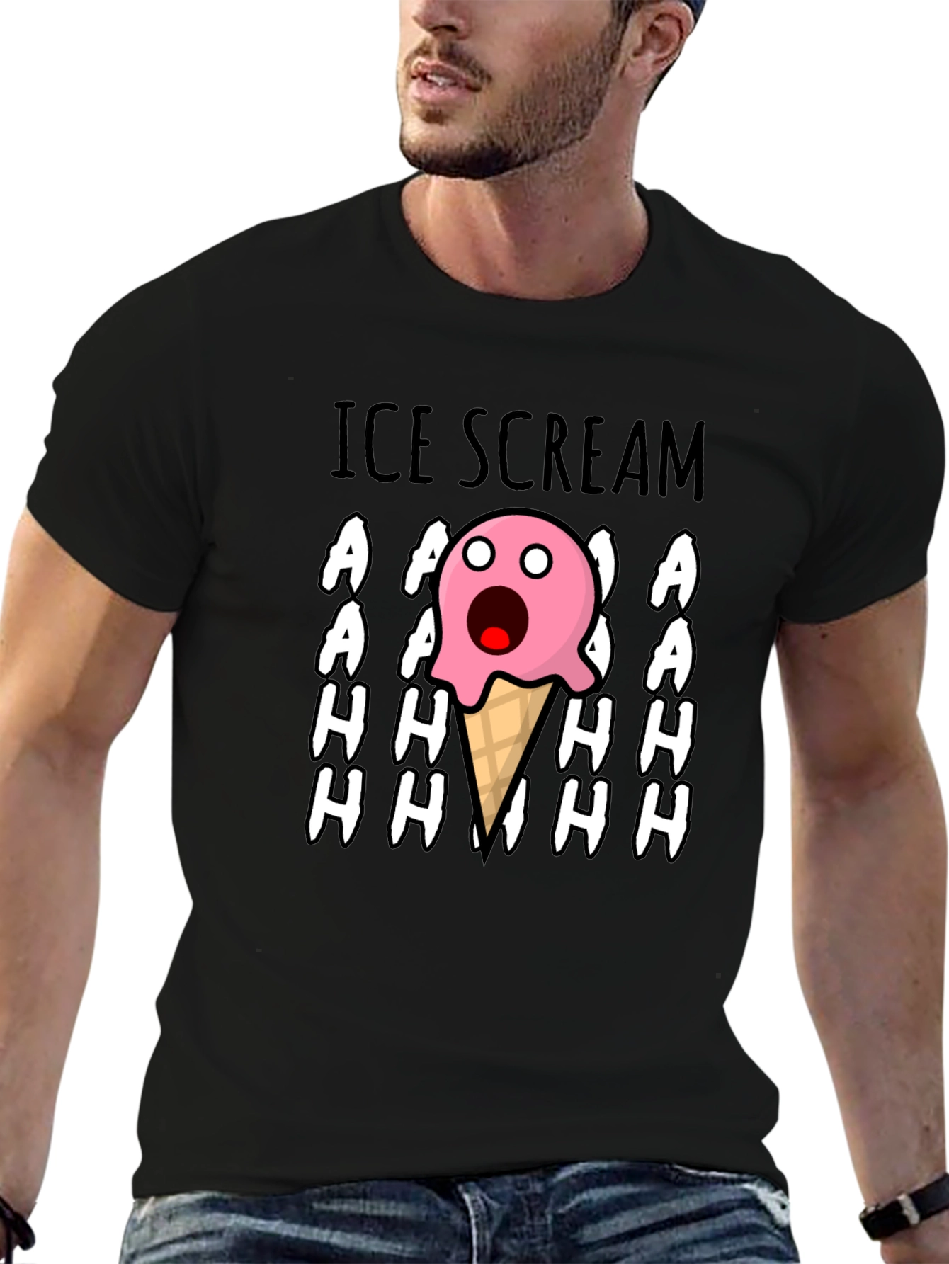 Black Ice Scream Graphic Tee - Funny Cartoon T-Shirt view 6