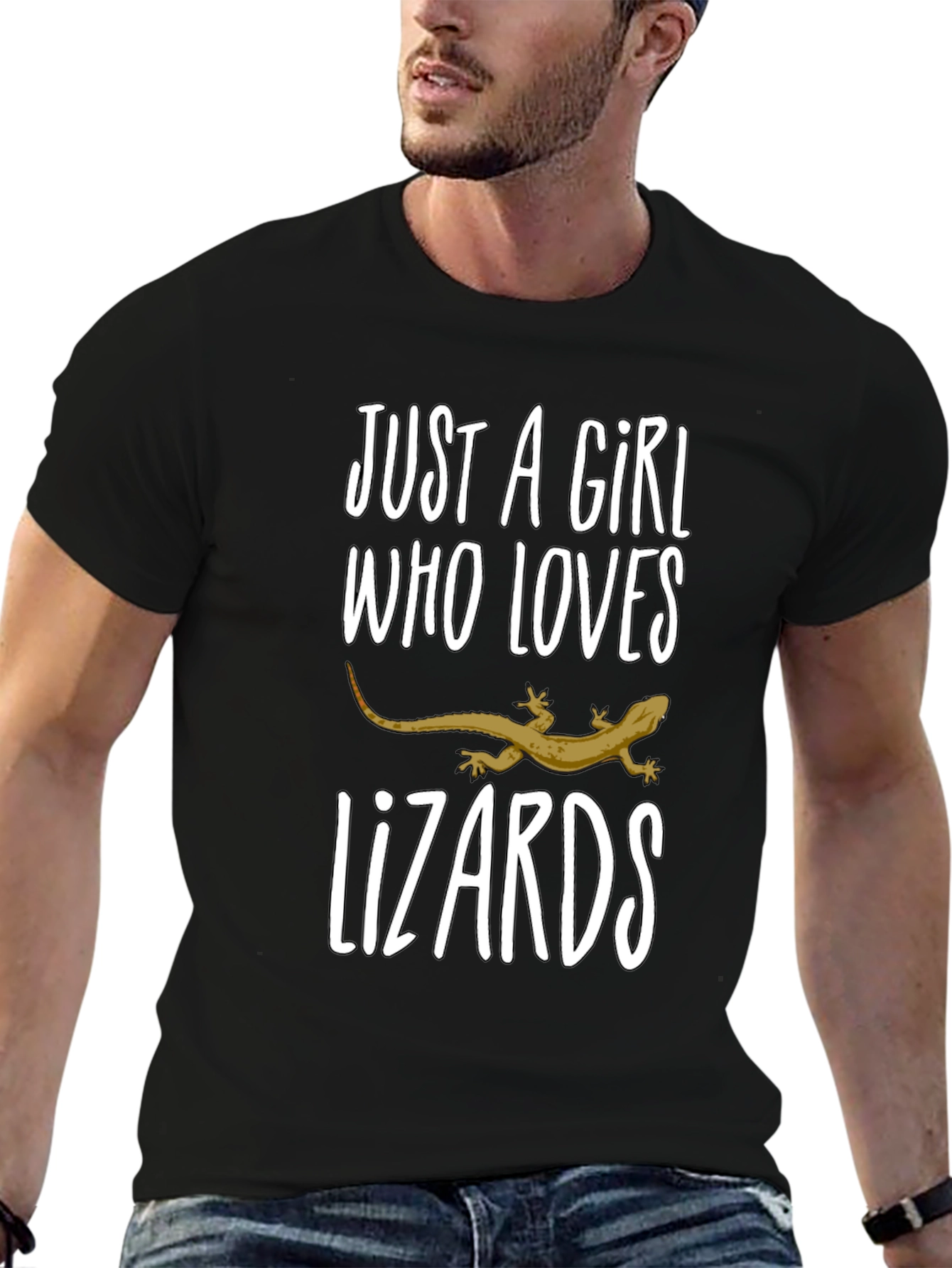 Black Girl Loves Lizards Black T-Shirt view 6