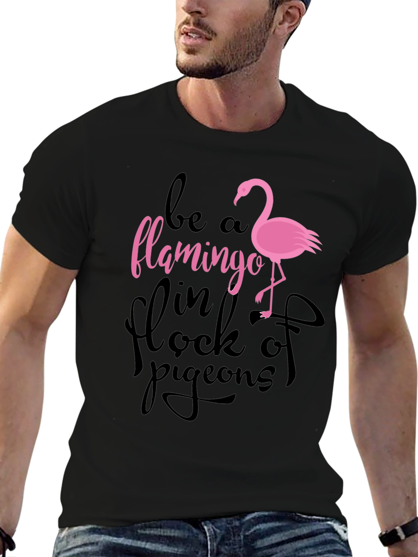 Black Be a Flamingo T-Shirt view 6