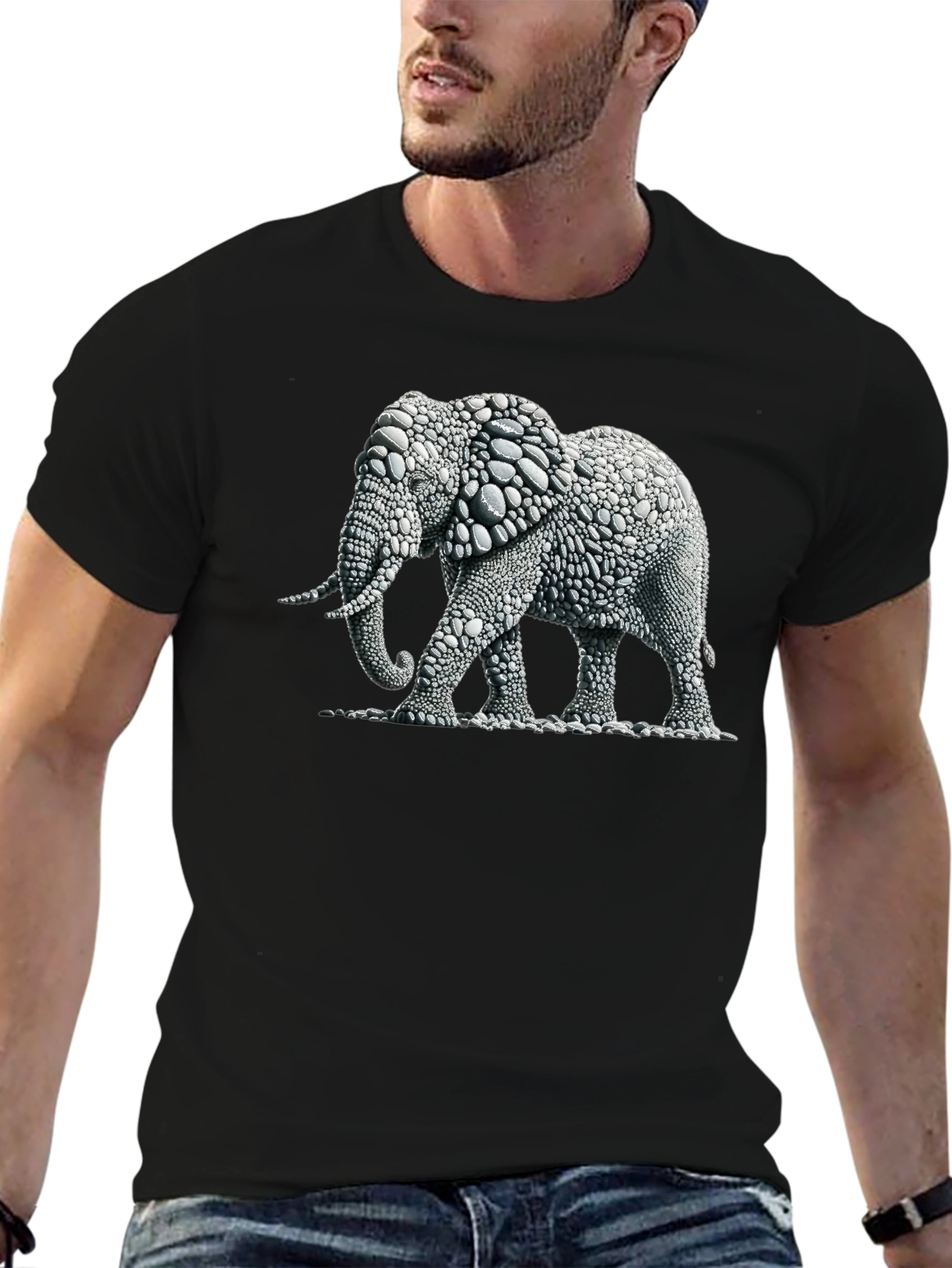 Black Elephant Graphic Black T-Shirt view 6