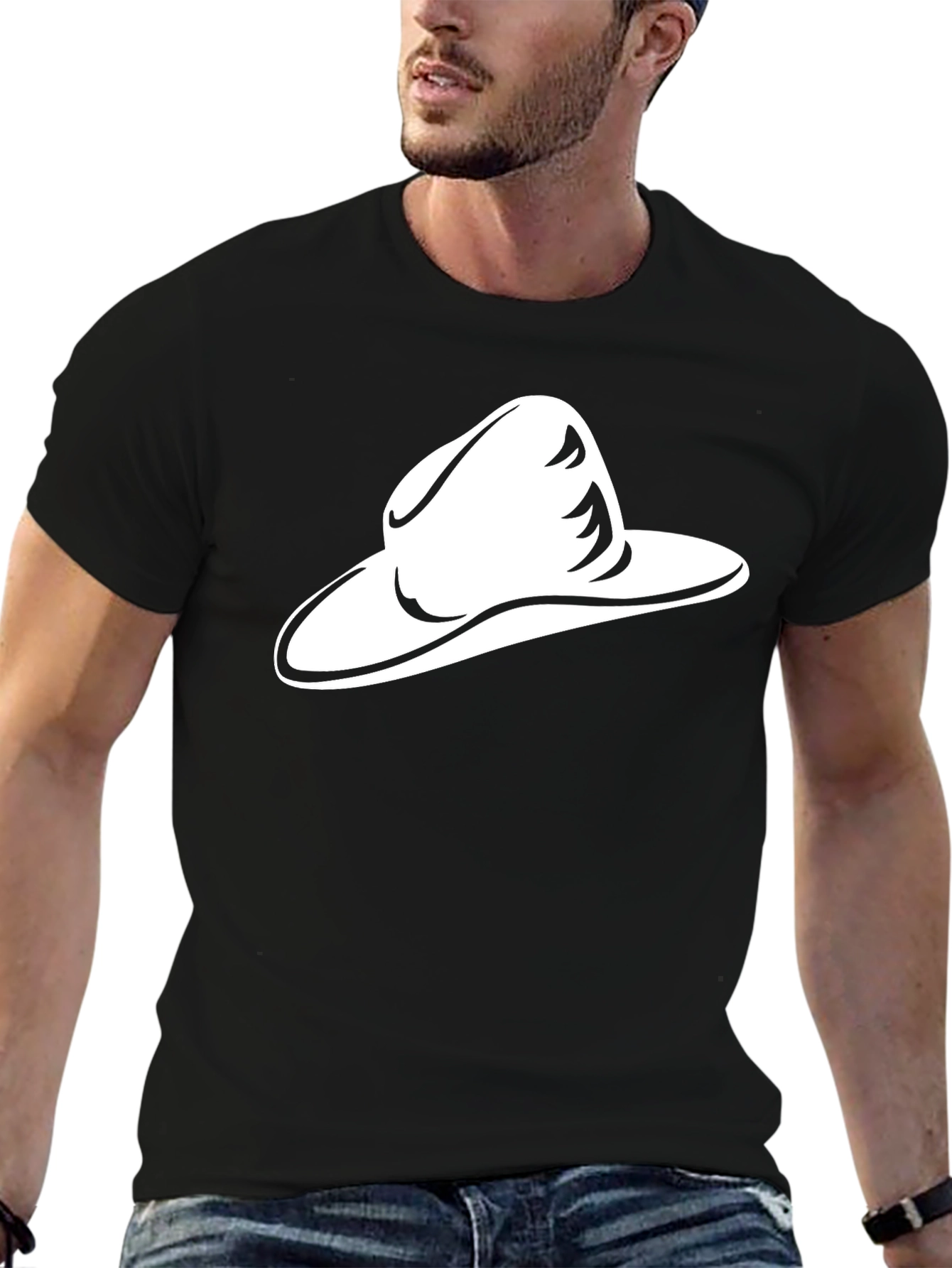 Black Cowboy Hat Graphic T-Shirt - Black view 6