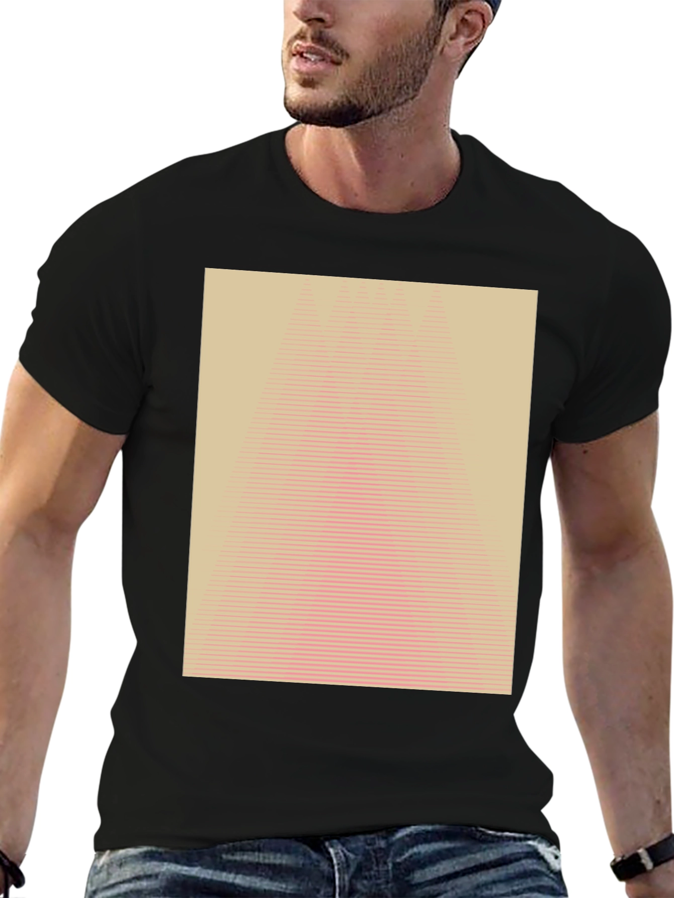Black Geometric Illusion Tee - Modern Abstract Design view 6