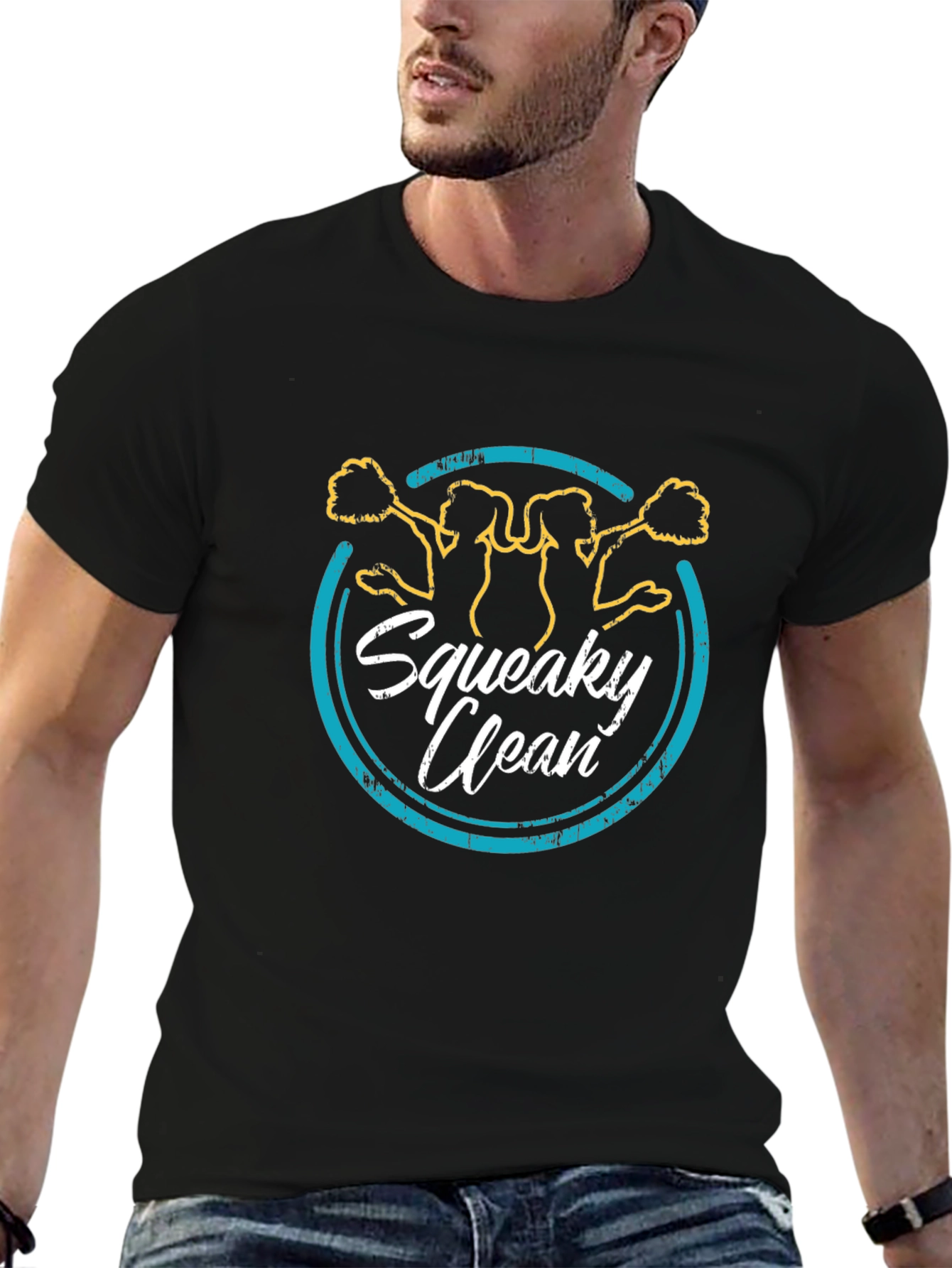 Black Squeaky Clean Graphic Tee - Unisex Cotton T-Shirt view 6