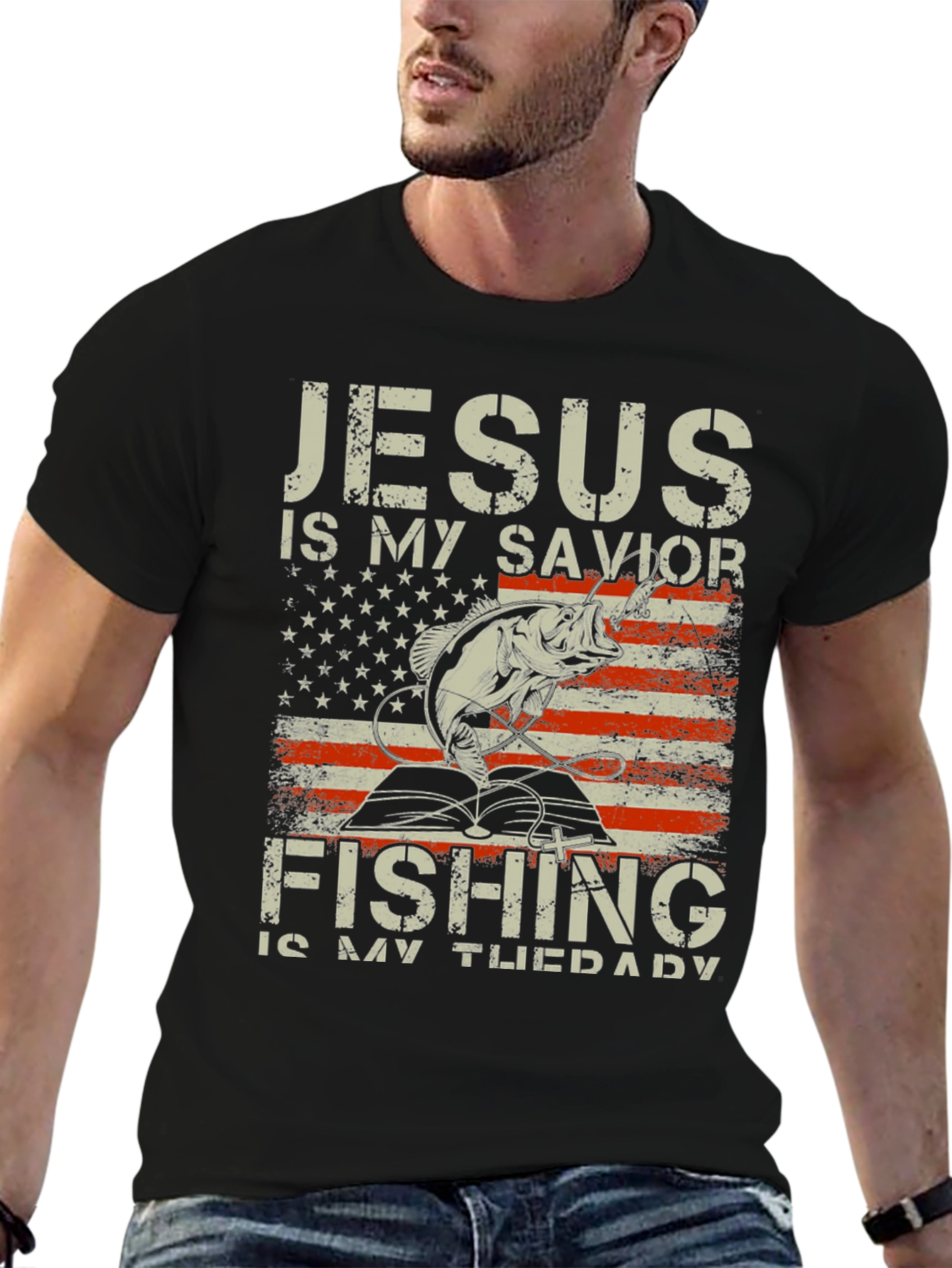 Jesus Is My Savior Fishing Is My Therapy T-Shirt - 6
