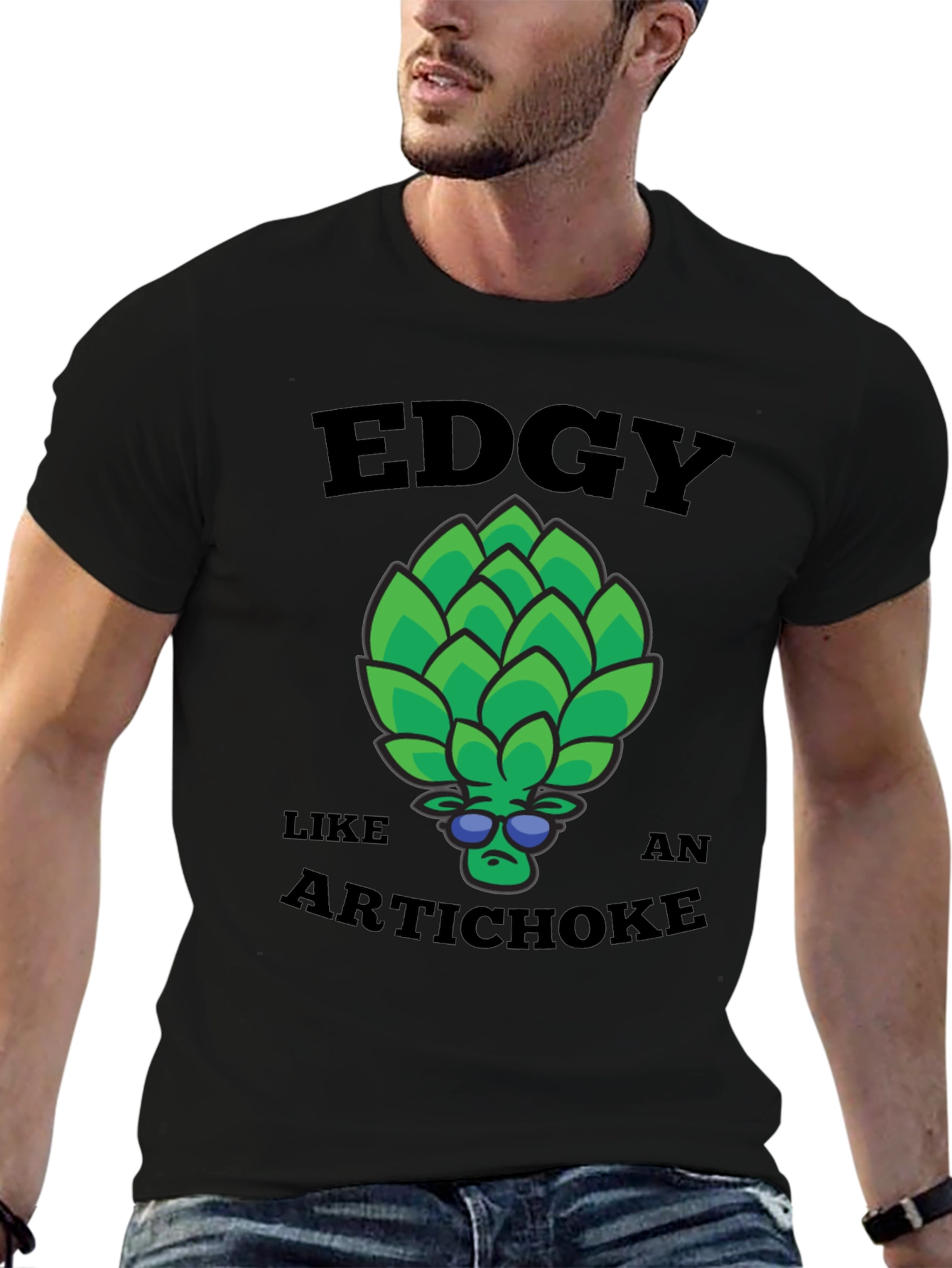 Black Edgy Artichoke Graphic Tee - Cool & Quirky view 6