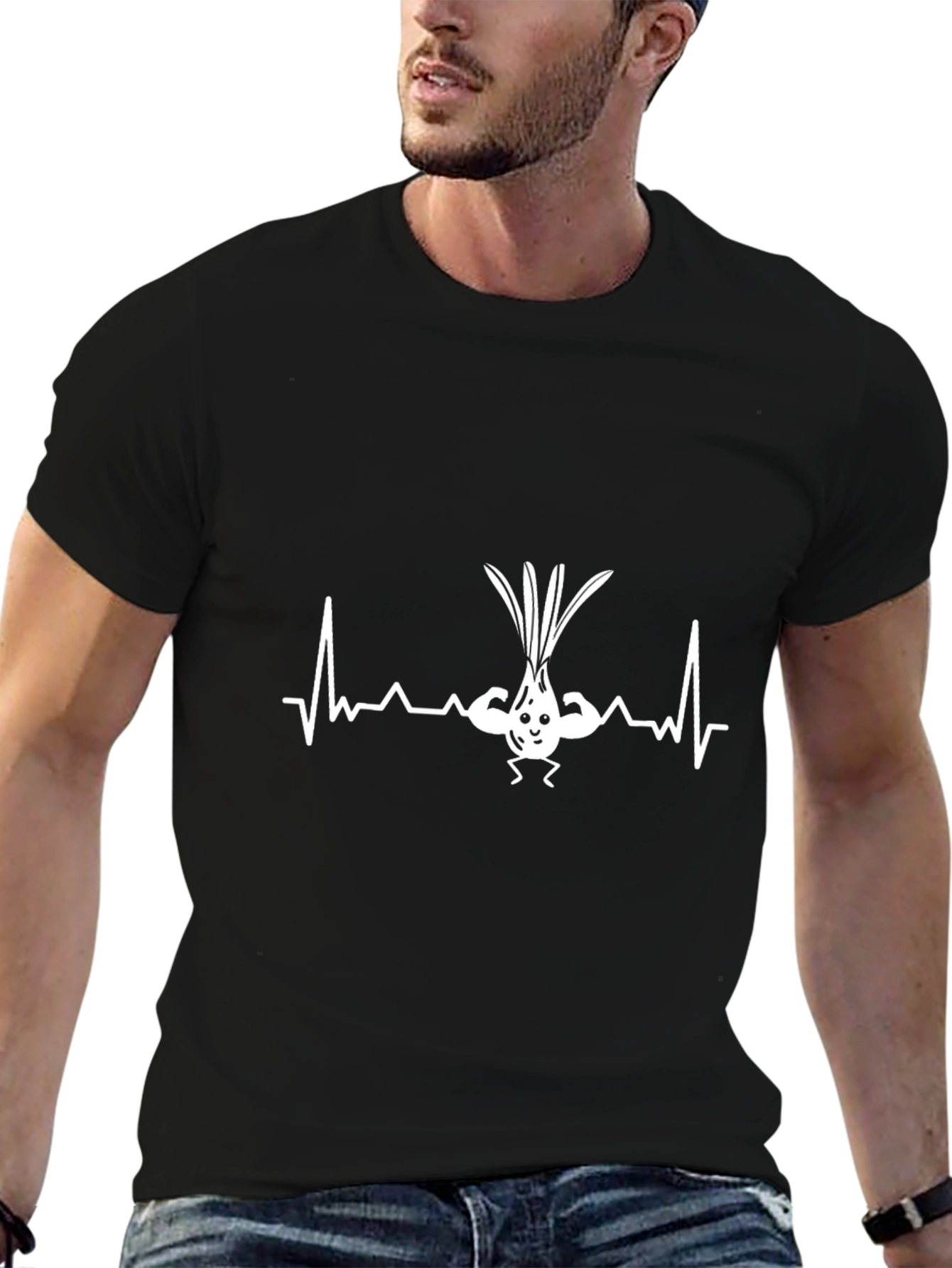 Muscular Leek Heartbeat Black T-Shirt - 6