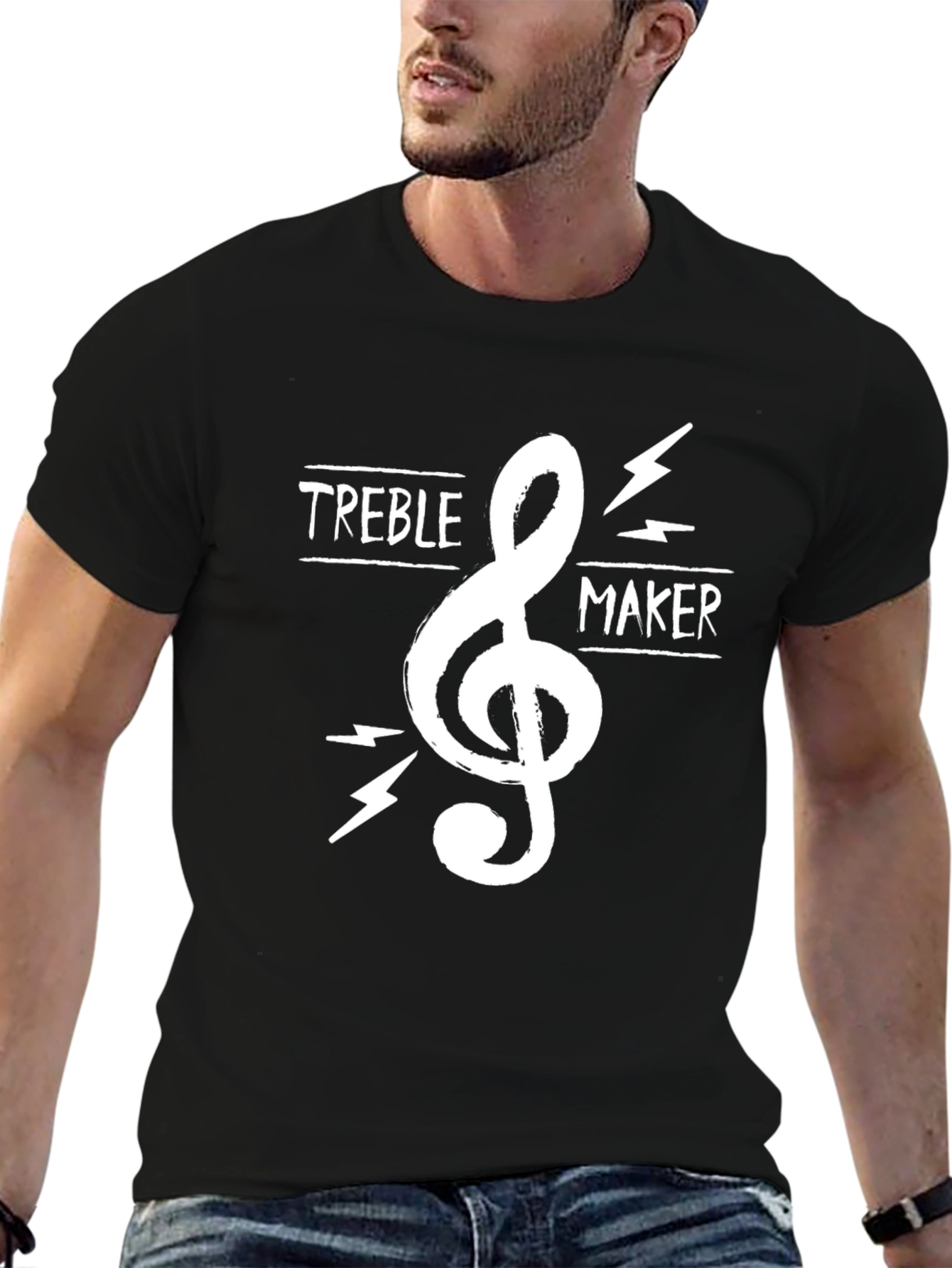 Black Treble Maker Black T-Shirt - Music Lover Gift view 6