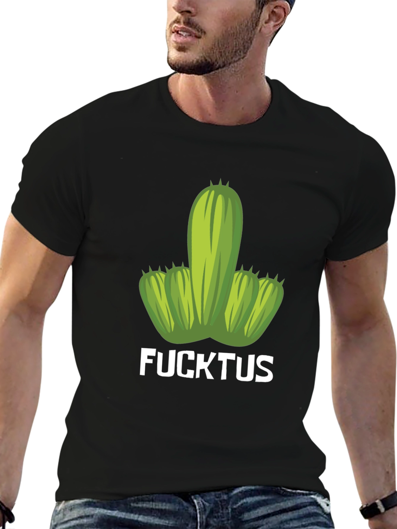 Black Funny Cactus T-Shirt - Adult Humor Novelty Tee view 6